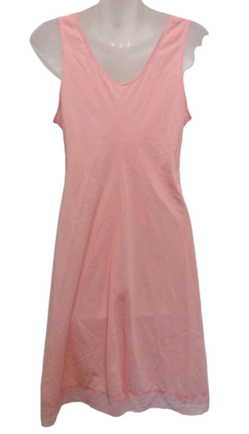 Vintage 70s Coquette Babydoll Nightgown Pink Lace JCPenney Nylon Slip Dress S