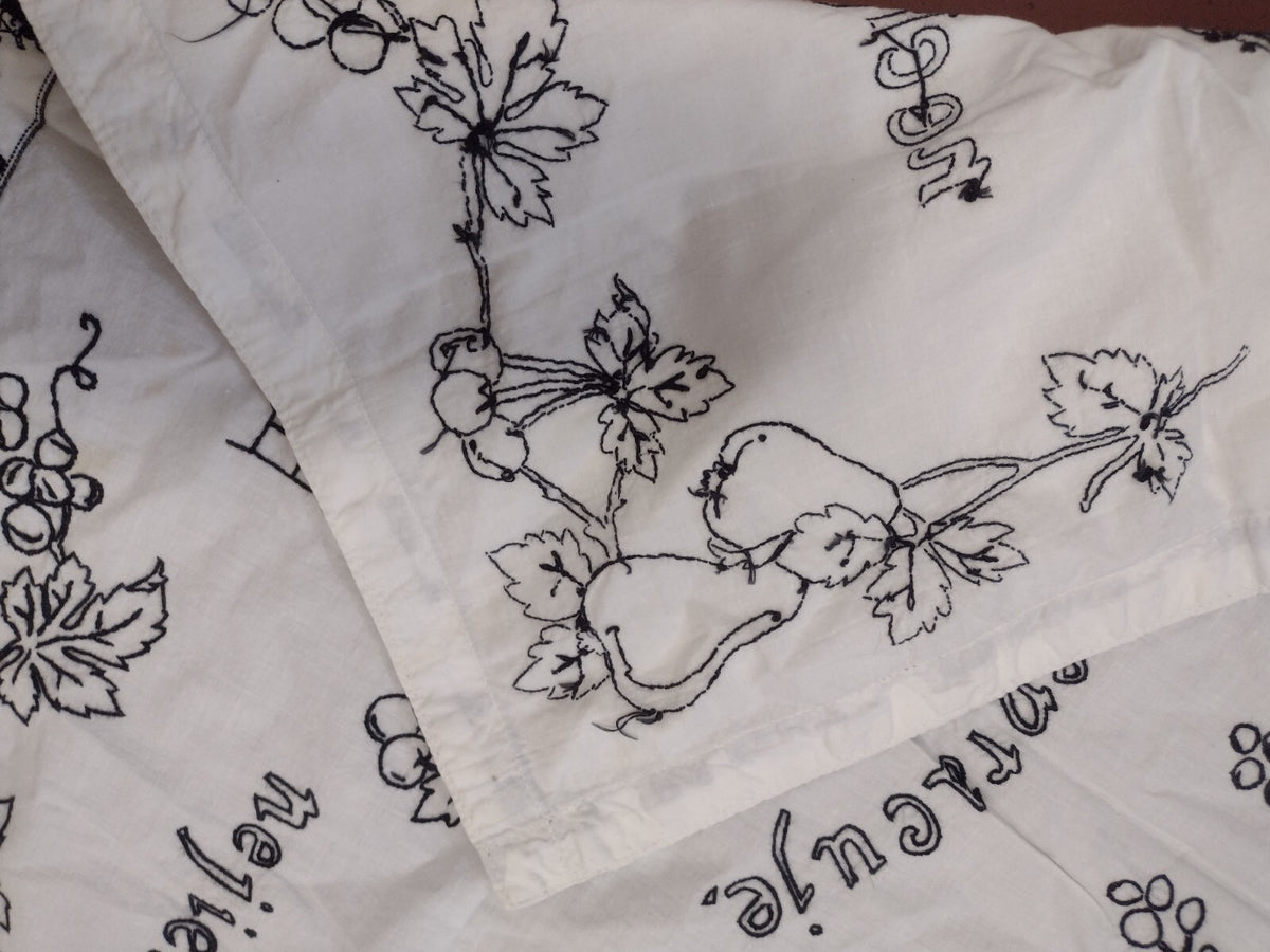Vintage Slovak Embroidered Kitchen Wall Cloth Folk Art Proverb Textile