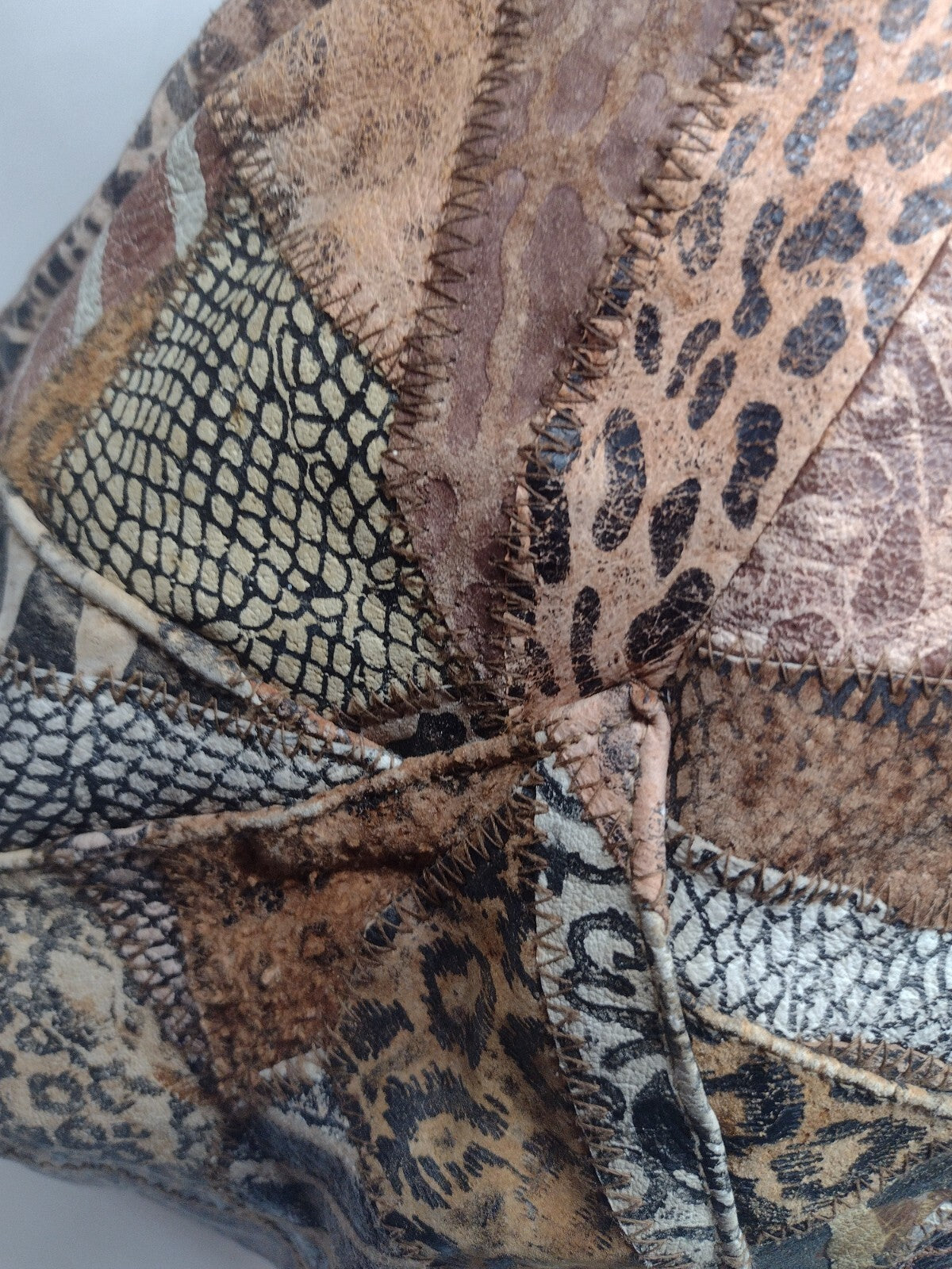 Y2K Patchwork Suede Leather Hobo Bag Animal Print Boho Oversized Weekender
