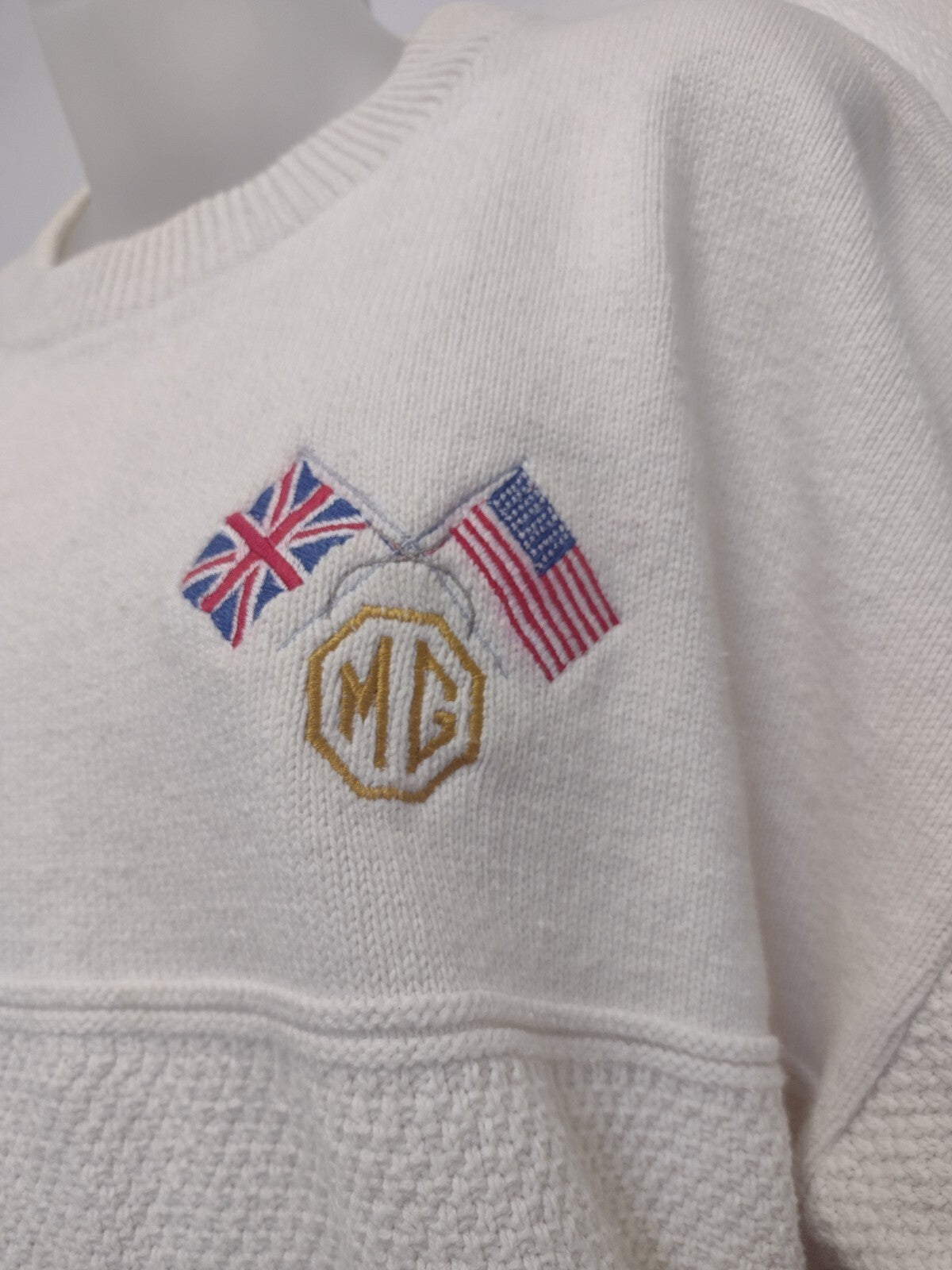 Vintage 1990s Mens Andrew Rohan MG Sweater Large Cotton British Car USA