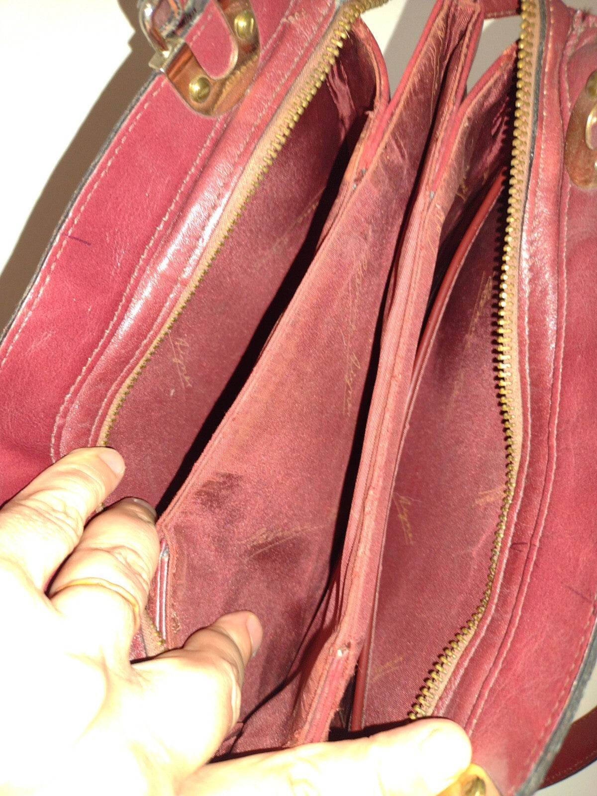 Vintage 70s Etienne Aigner Oxblood Leather Shoulder Bag Organizer Purse