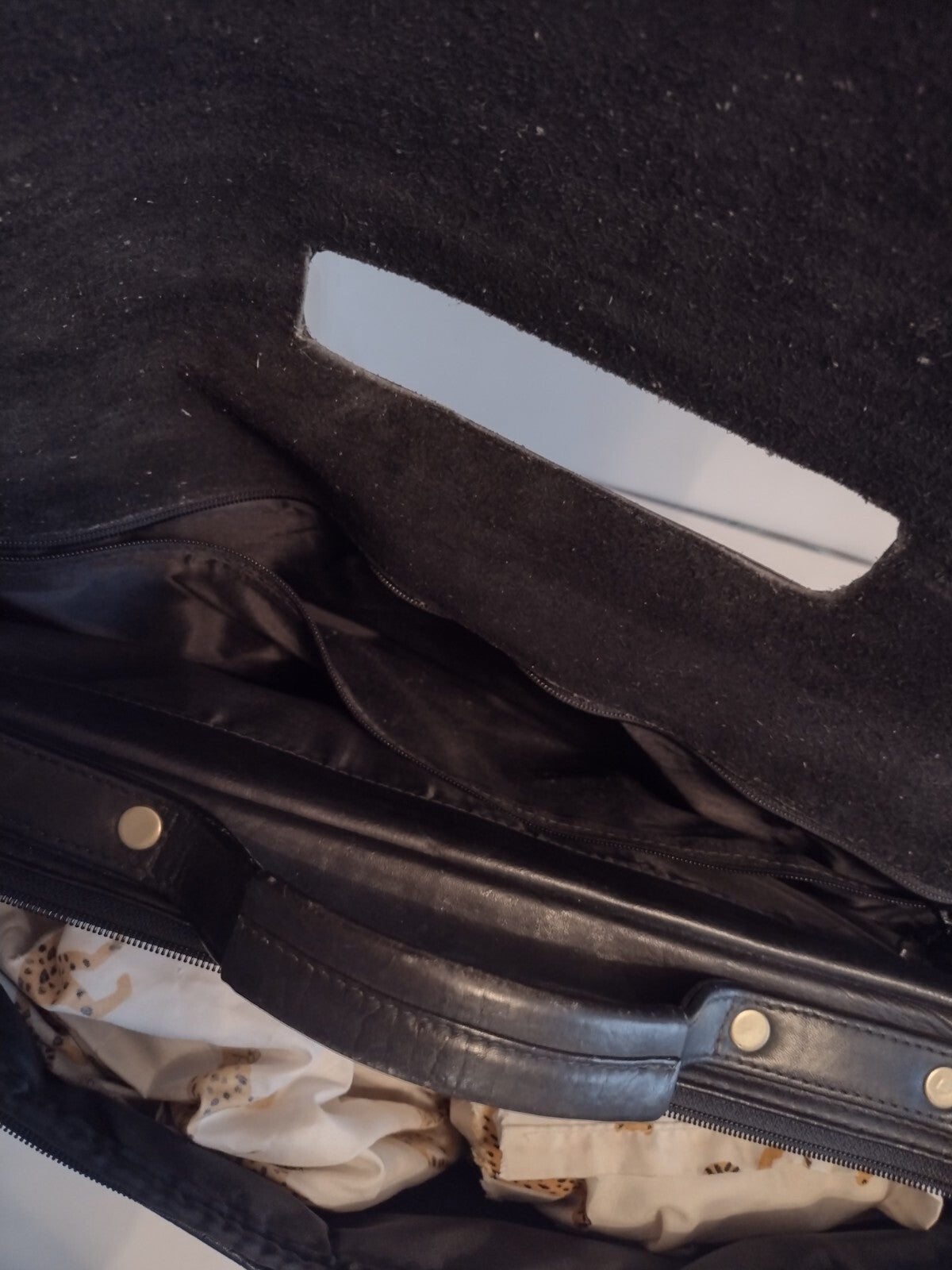 Vintage Black Leather Expandable Briefcase Portfolio Executive Lawyer Bag 17"
