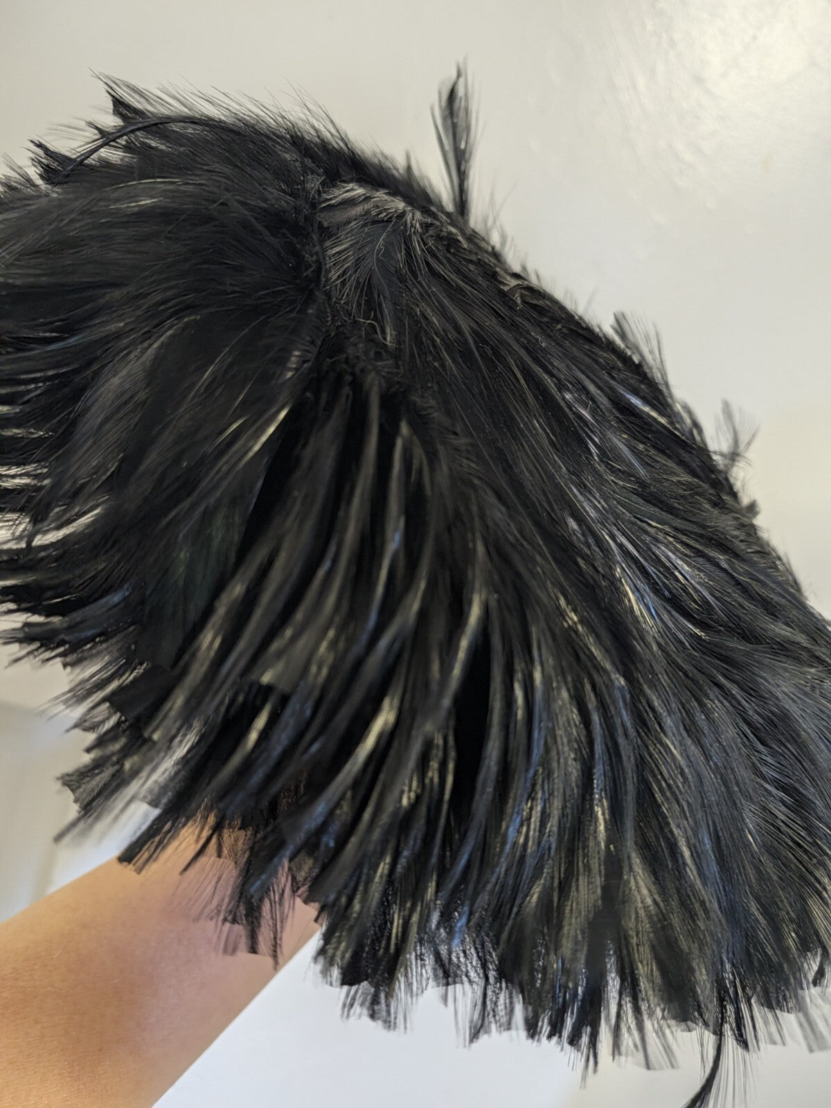 Vintage Feather Hat Black Pillbox Cocktail 1950s 60s Toque Percher Unbranded