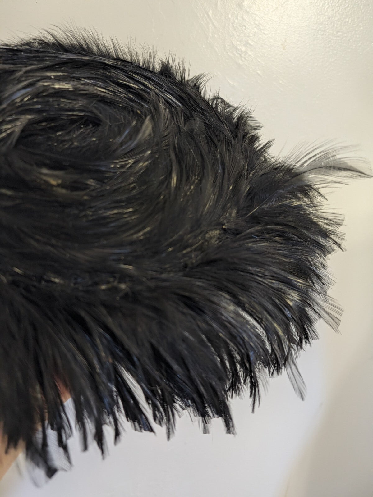 Vintage Feather Hat Black Pillbox Cocktail 1950s 60s Toque Percher Unbranded