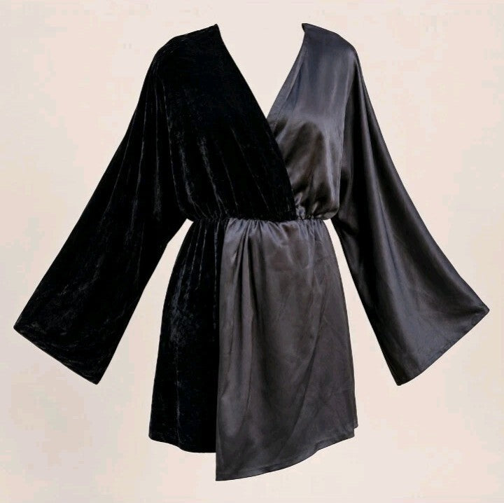 House of Harlow 1960 x REVOLVE Mini Dress Tunic Velvet Satin Goth Party Black S