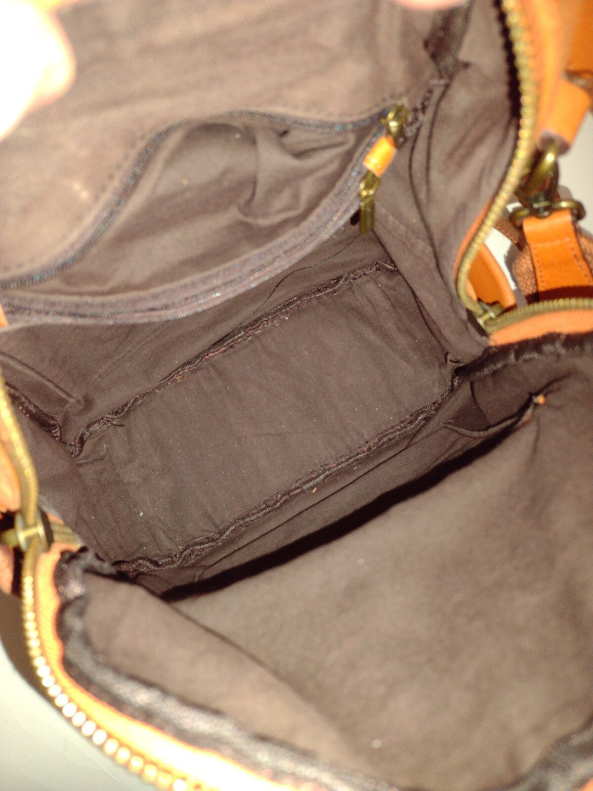 Boho Cognac Leather Backpack Distressed Rucksack Utility Pocket Y2K Style Bag