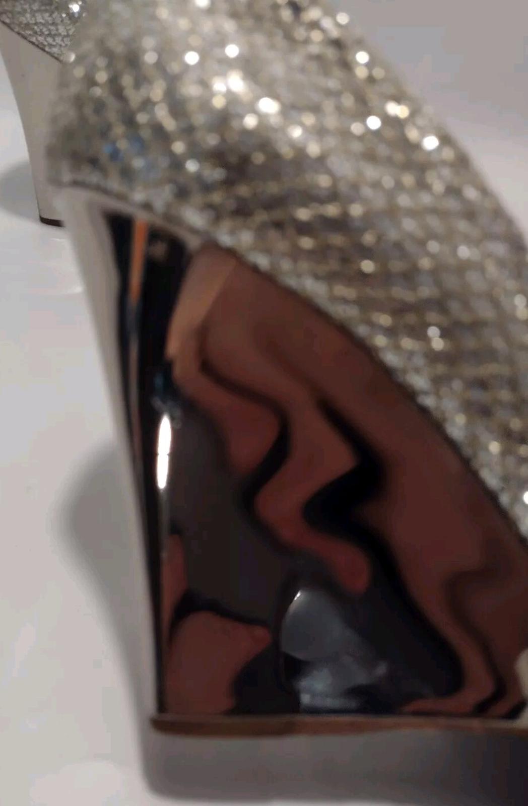 Vintage Jimmy Choo Mirror Sparkle Wedge Heels Sz 36 / 5.5