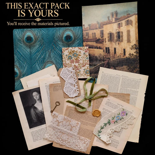 Victorian Peacock Ephemera Pack Vintage Book Pages Textiles Junk Journal Collage