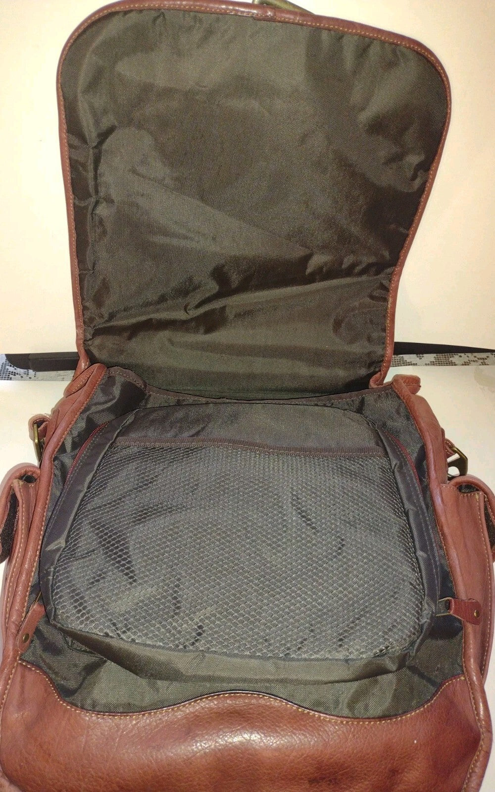 Leather Convertible Backpack Laptop Messenger Bag Brown Boho Travel 3 Way 16in