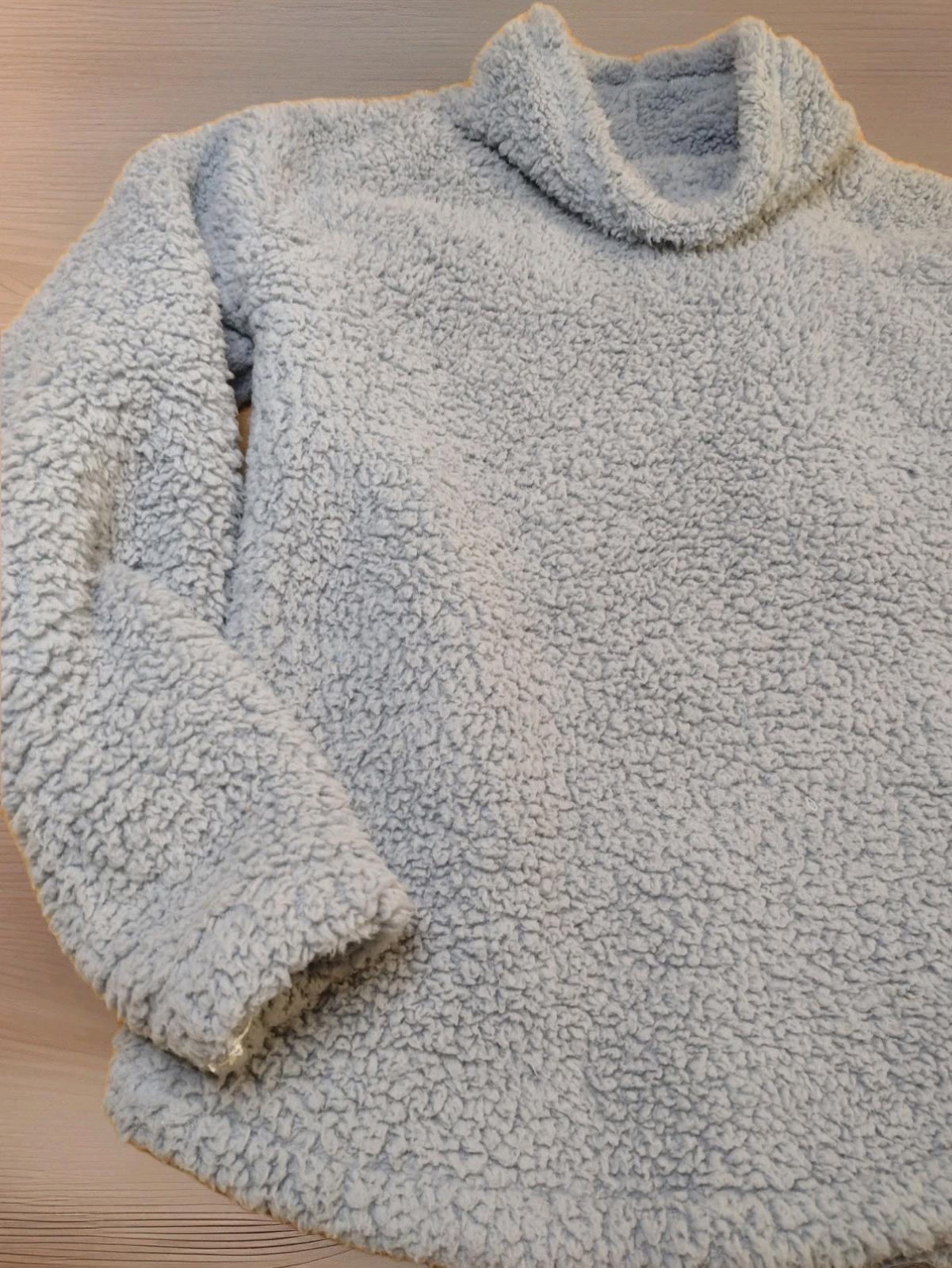 Light Blue Eddie Bauer Fuzzy Super Soft Sherpa Teddy Sweater Lounge Top Sz L