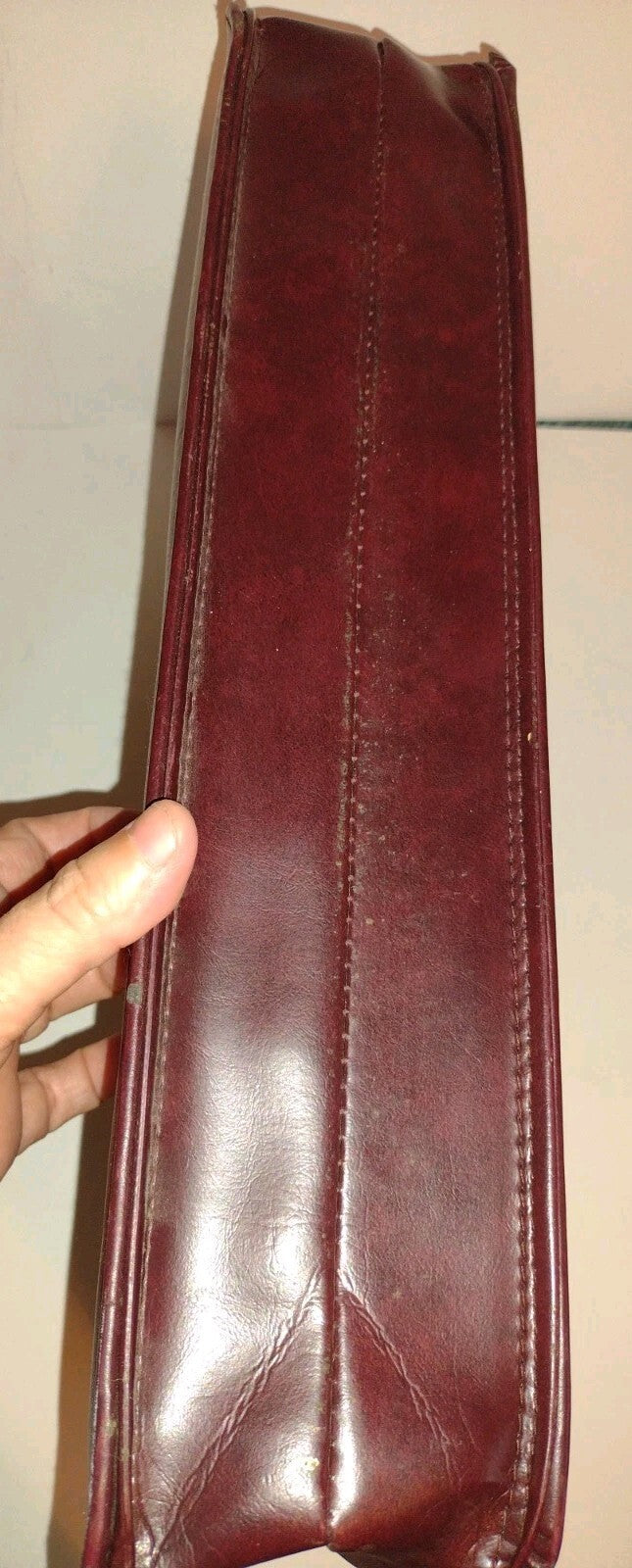 Vintage 1990s Mead Cambridge Burgundy Faux Leather Briefcase Portfolio 16"