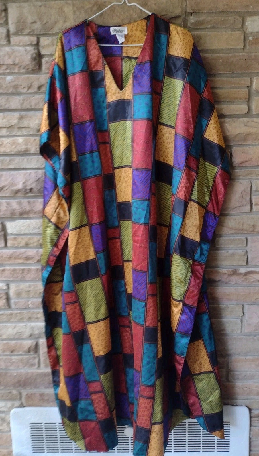 Vintage Womens Caftan Lot 2 One Size Animal Print Satin Lounge Maxi Dresses