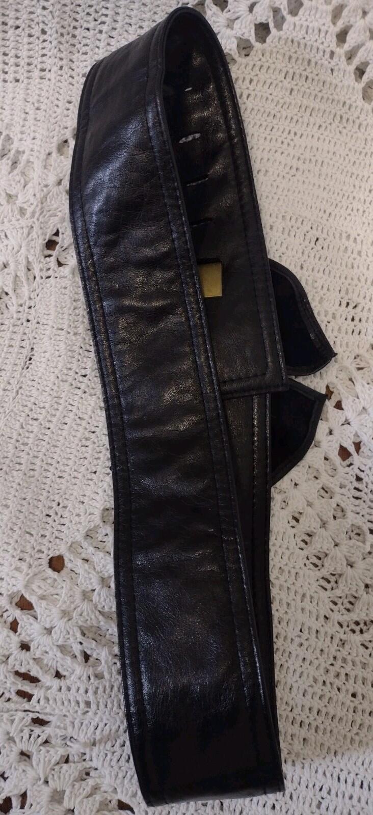 Vintage Black Faux Leather Bow Clutch & Matching Belt Set 80s 90s Evening