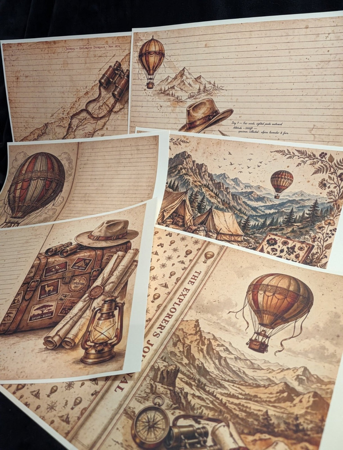 Explorer Paper Kit 6pc Vintage Adventure Journal Ephemera Junk Journal Scrapbook