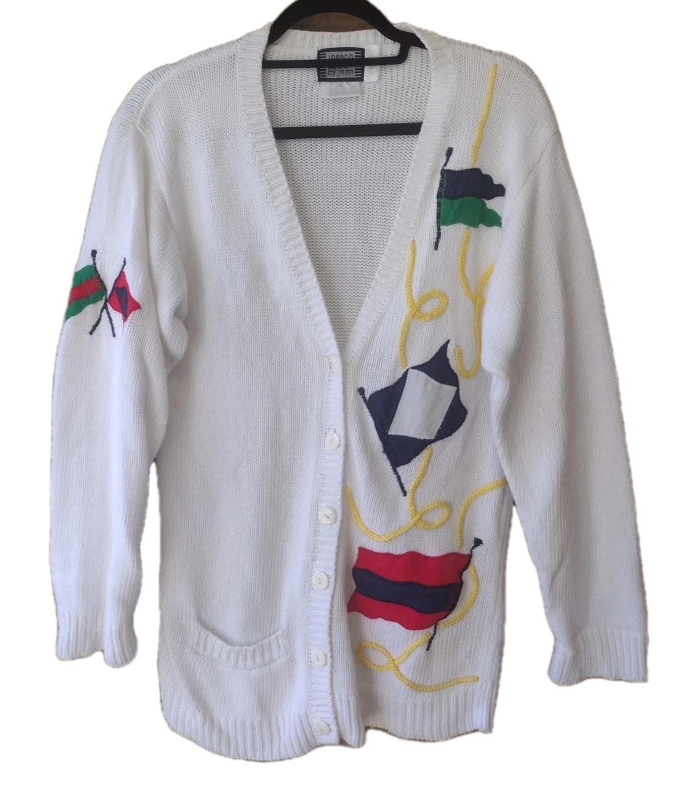 Vintage 80s Joseph Le Bon By Jean Nautical / Sailing Cardigan Sweater Sz S