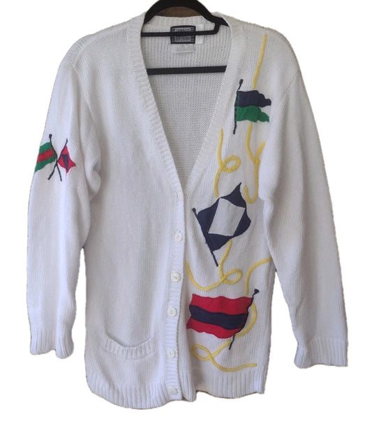Vintage 80s Joseph Le Bon By Jean Nautical / Sailing Cardigan Sweater Sz S