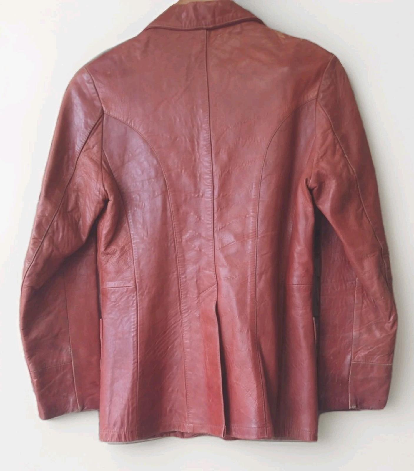 Vintage 70s Remy Lambskin Leather Jacket Cognac Brown Distressed Size S/M