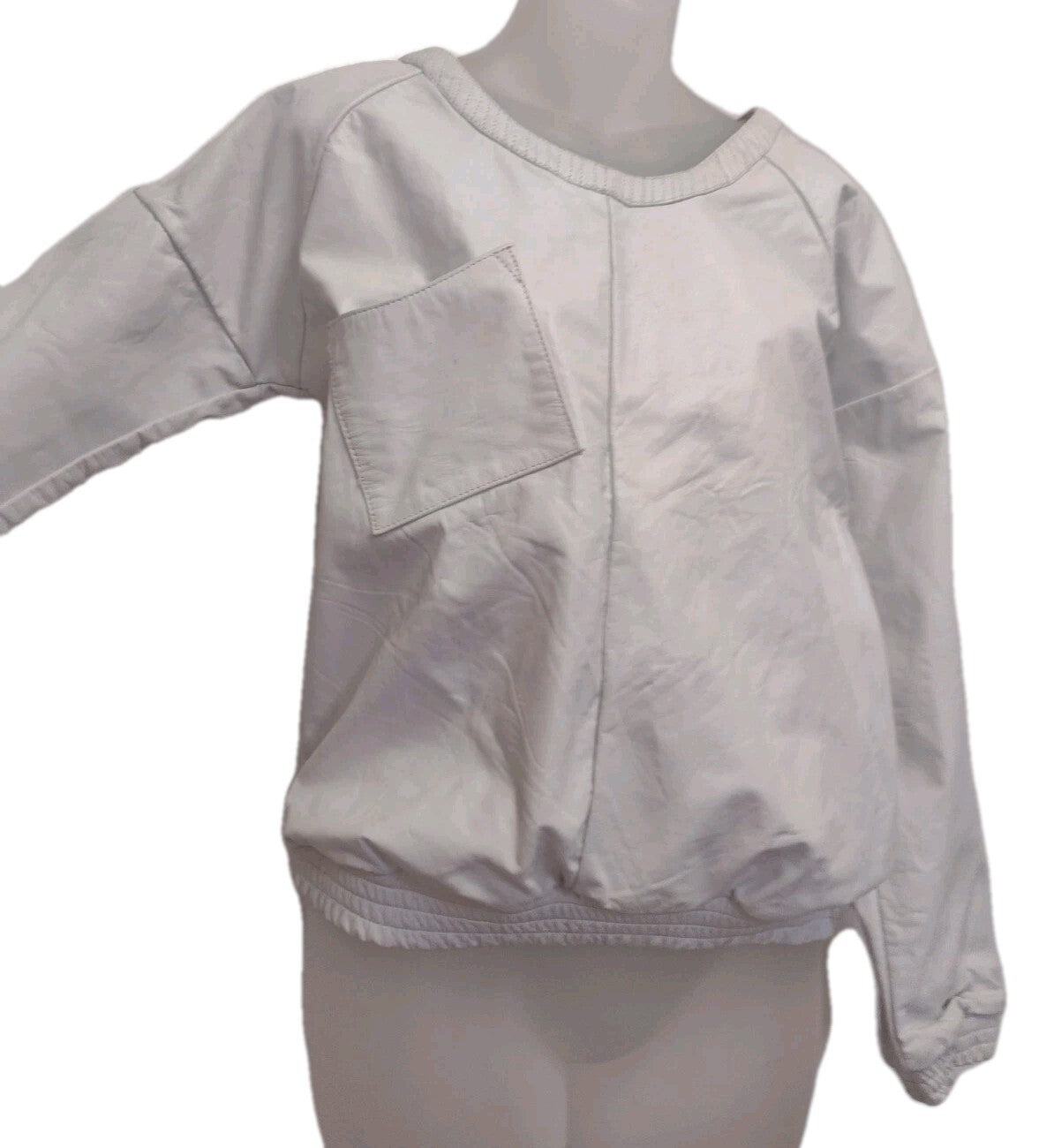One Teaspoon White Leather Pullover Top Cropped Streetwear