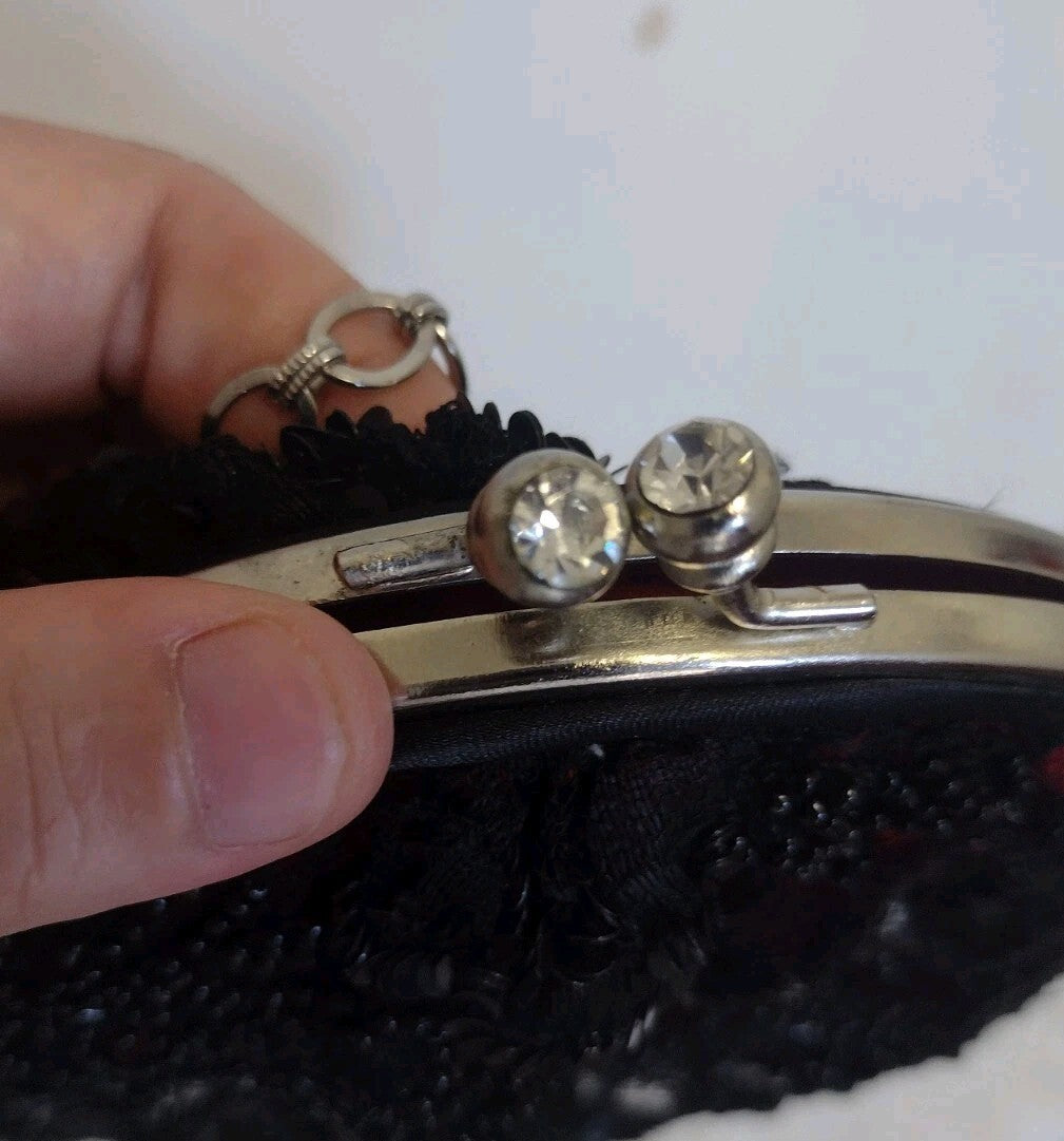 Vintage Y2K Arden B Mini Clutch Bag Romantic Goth Red Black Beaded Lace