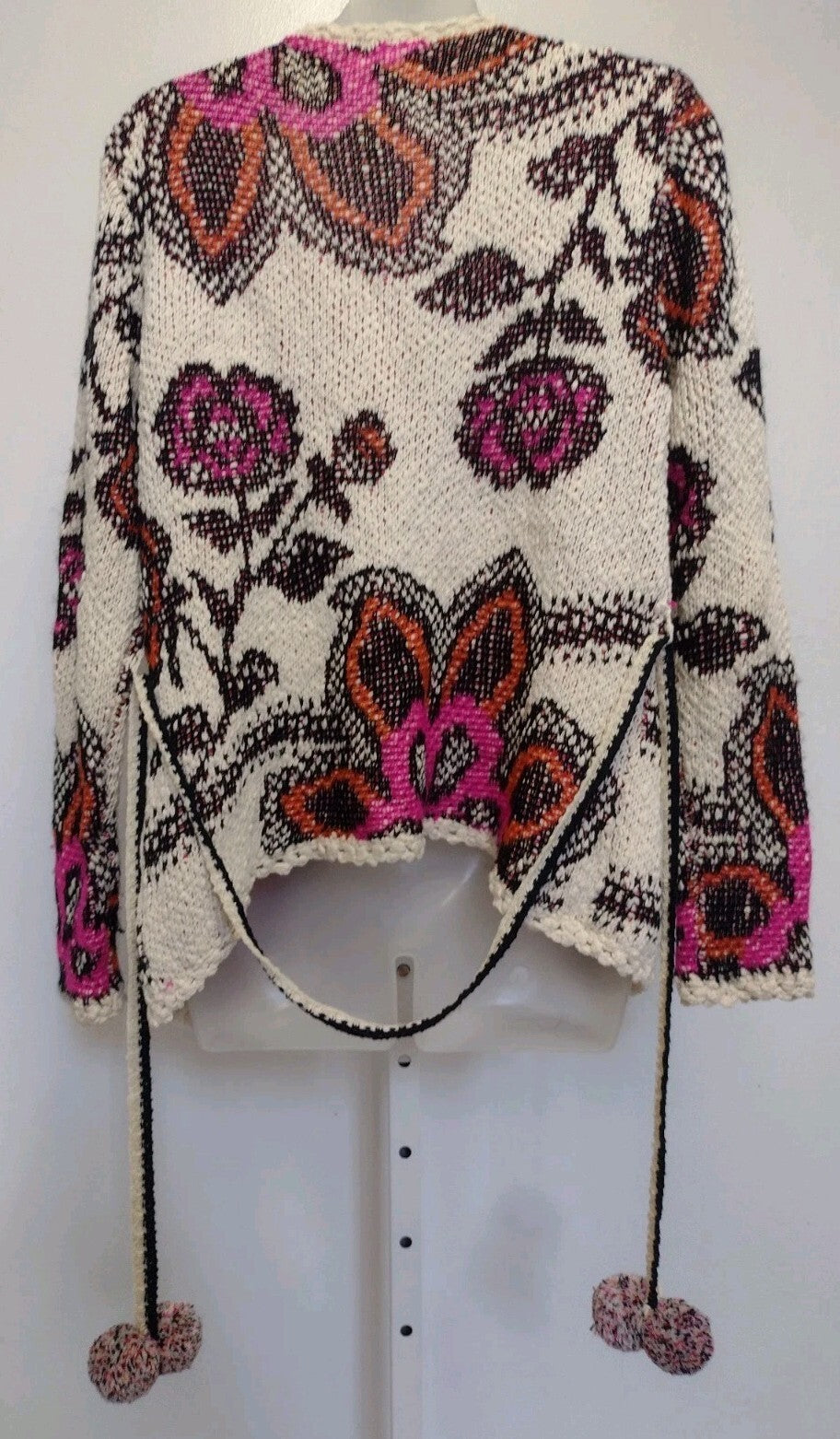 Umgee Wrap Cardigan Sweater Boho Southwestern Pom Pom Belt Festival Cottage S