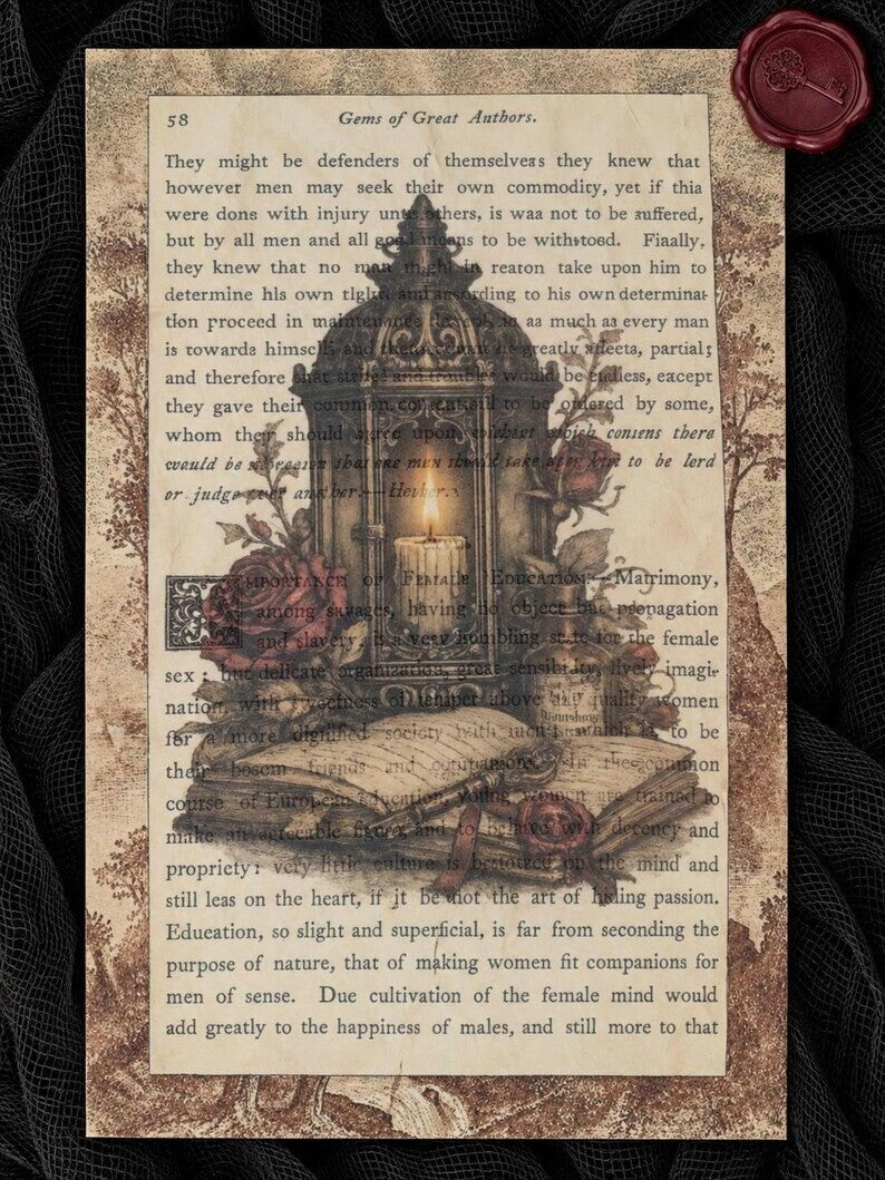 Gothic Ephemera Art Cards Stickers Dark Academia Victorian Book Page Apothecary