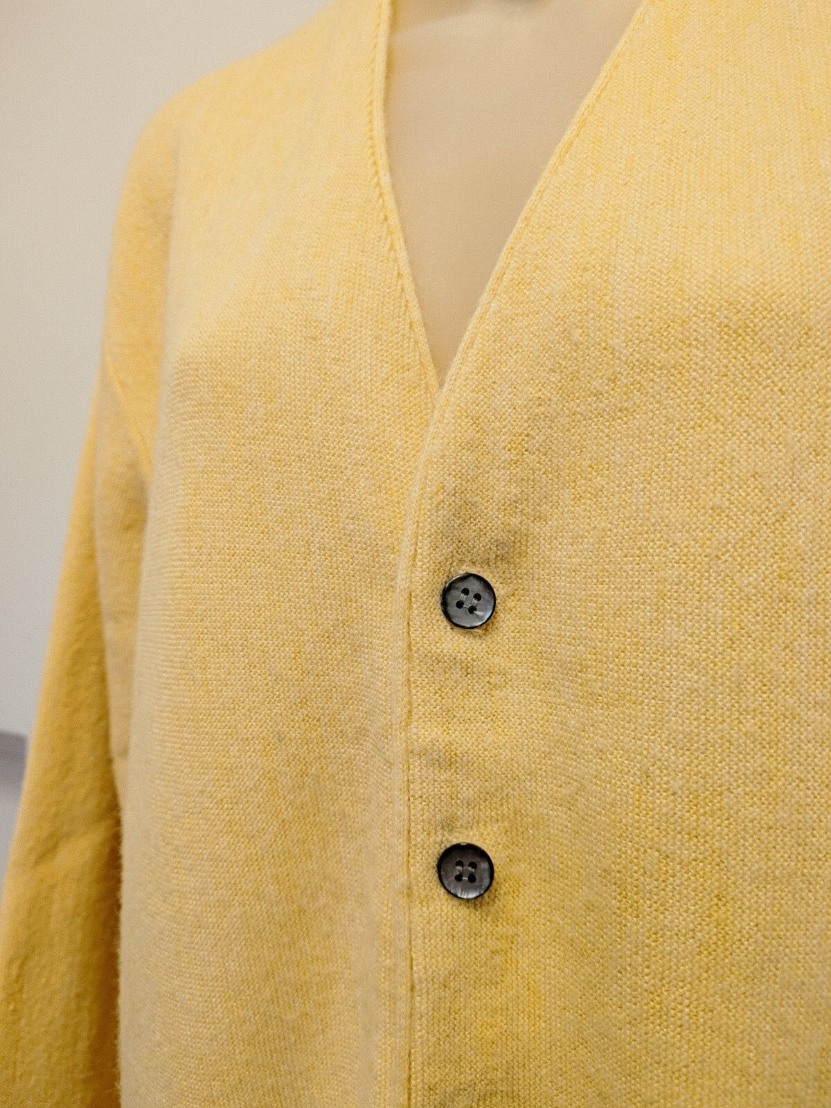 Vtg 60s 70s Grandpa Pastel Cardigan Yellow Orlon Acrylic V Neck Button Men