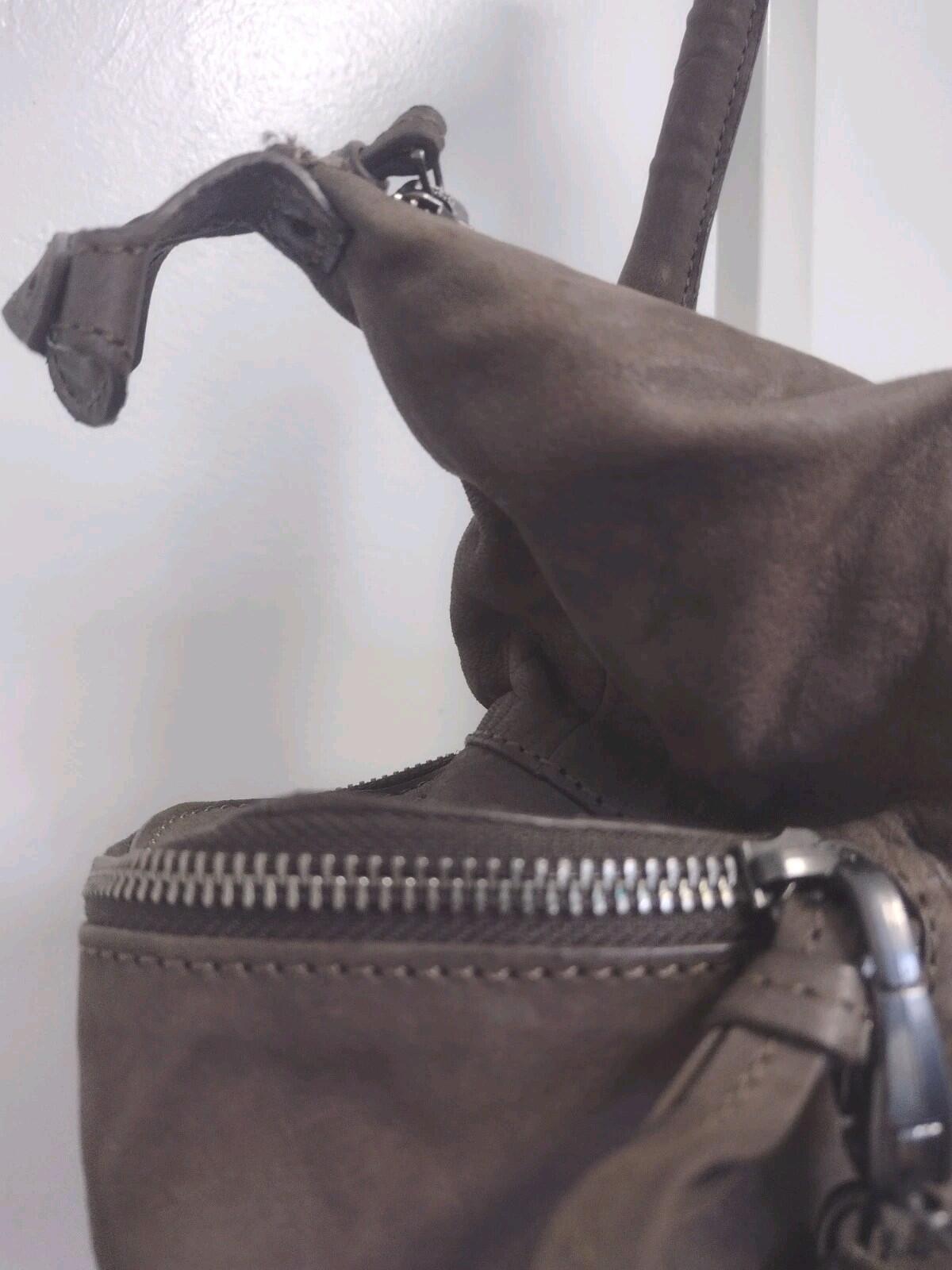 Peter Nappi Luna In Grigio Gray Brown Italian Leather Shoulder Bag