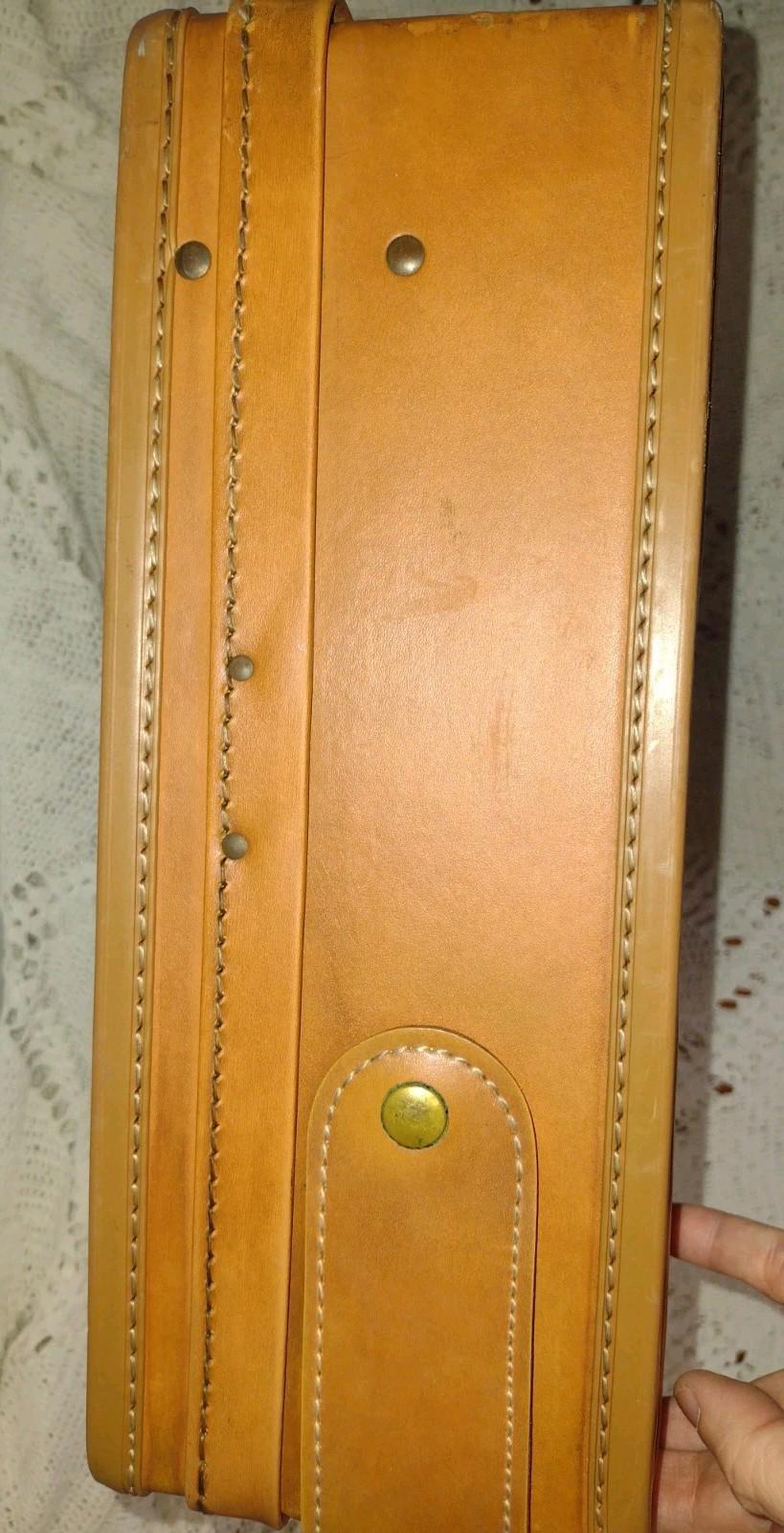 1940s Hartmann Leather Suitcase 18.5x13.5x5 Paisley Lined Organizer Case
