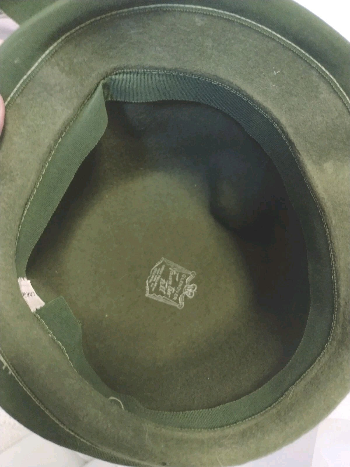 Vintage 1960s Womens Glenover Felt Hat Olive Green Mod Cloche Henry Pollak