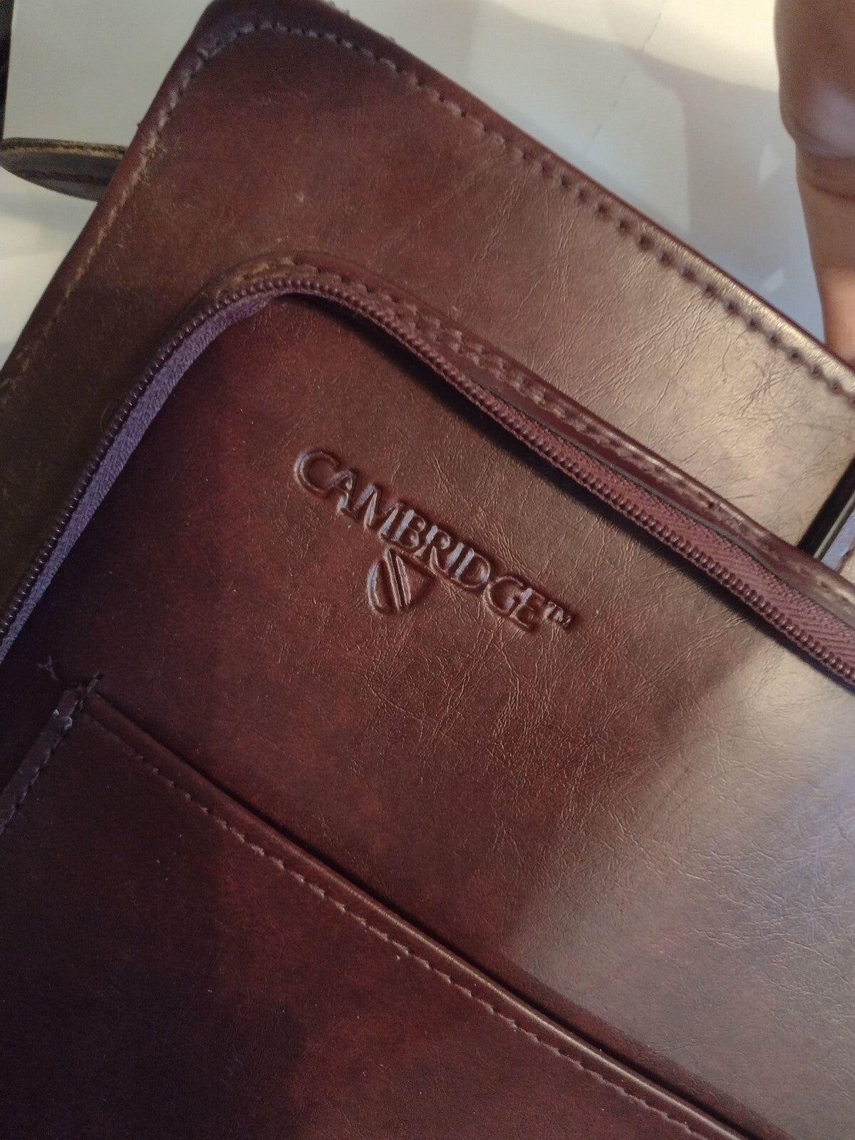 Vintage 1990s Mead Cambridge Burgundy Faux Leather Briefcase Portfolio 16"