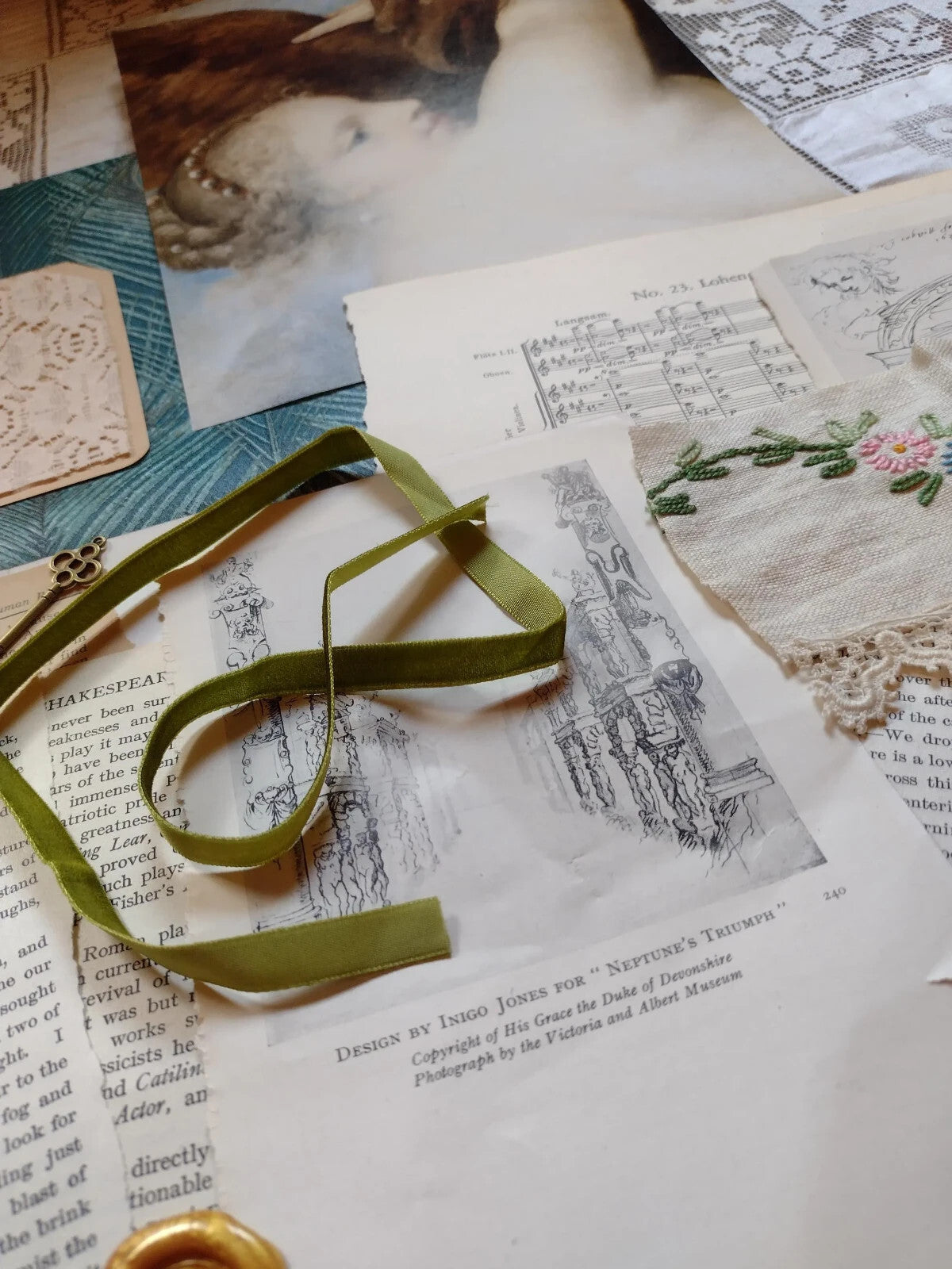 Victorian Peacock Ephemera Pack Vintage Book Pages Textiles Junk Journal Collage