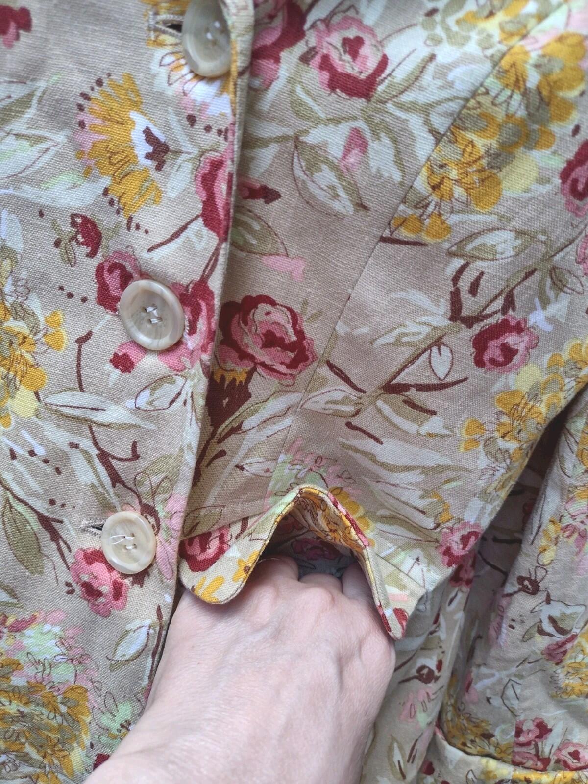 Beige Floral Garden Party Suit Feminine Linen Set 14 Monroe & Main Jacket Skirt