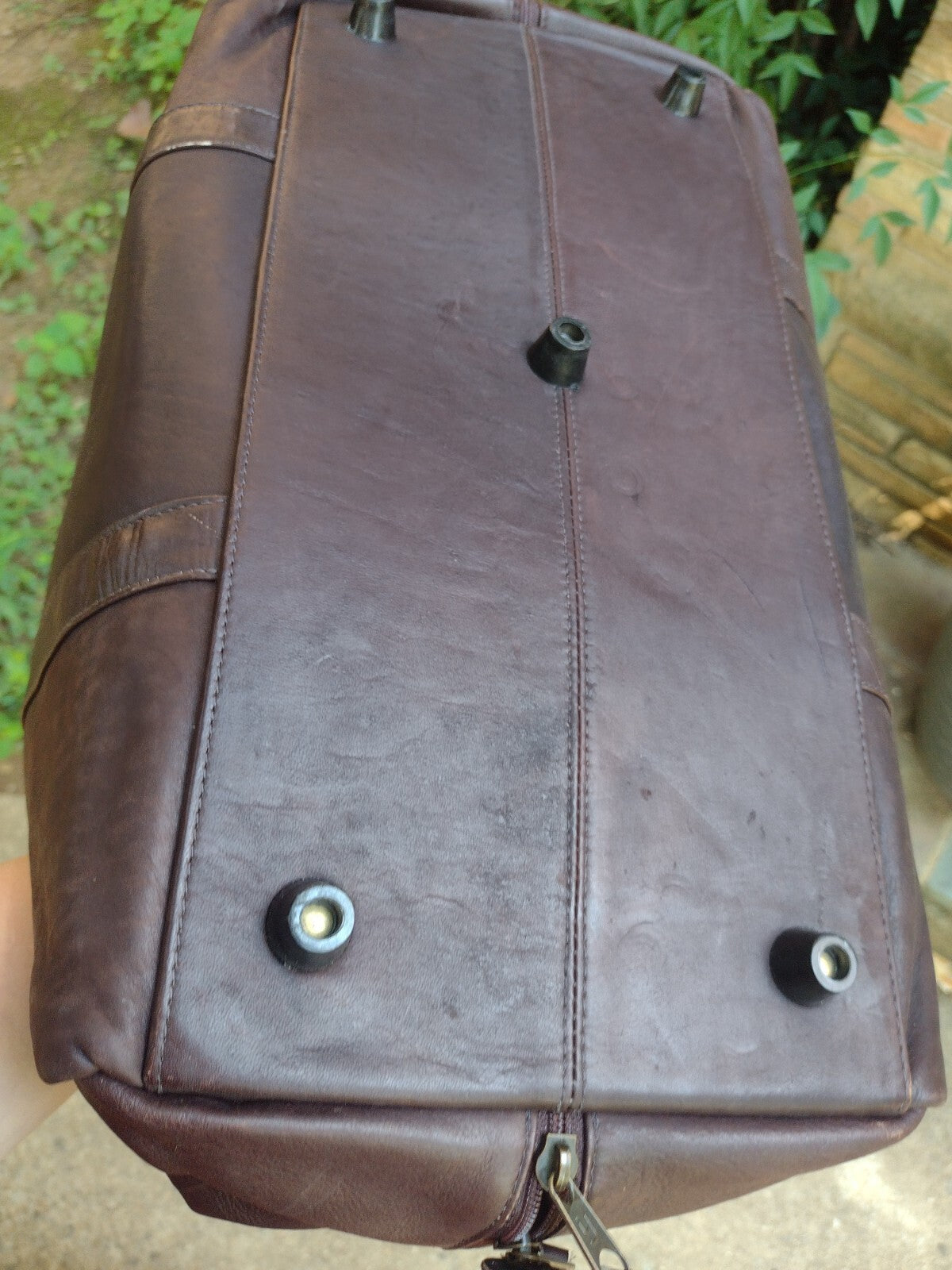 Vintage Genuine Leather Duffel Bag Chocolate Brown Weekender Travel Carry On