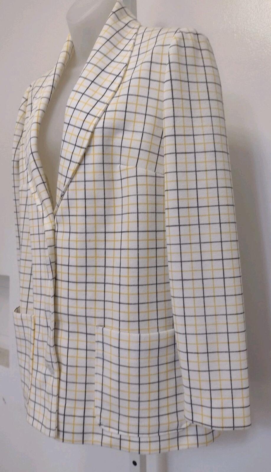 VTG  Disco 70s Women’s Shawl Collar Plaid Blazer Handmade Double Knit Jacket