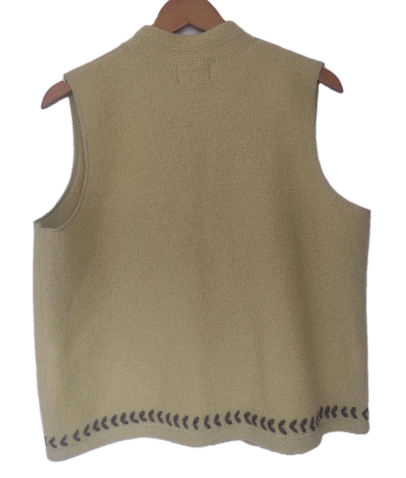 Sigrid Olsen Sport Women's XS Lime Green Wool Sweater Vest Embroidered & Beading