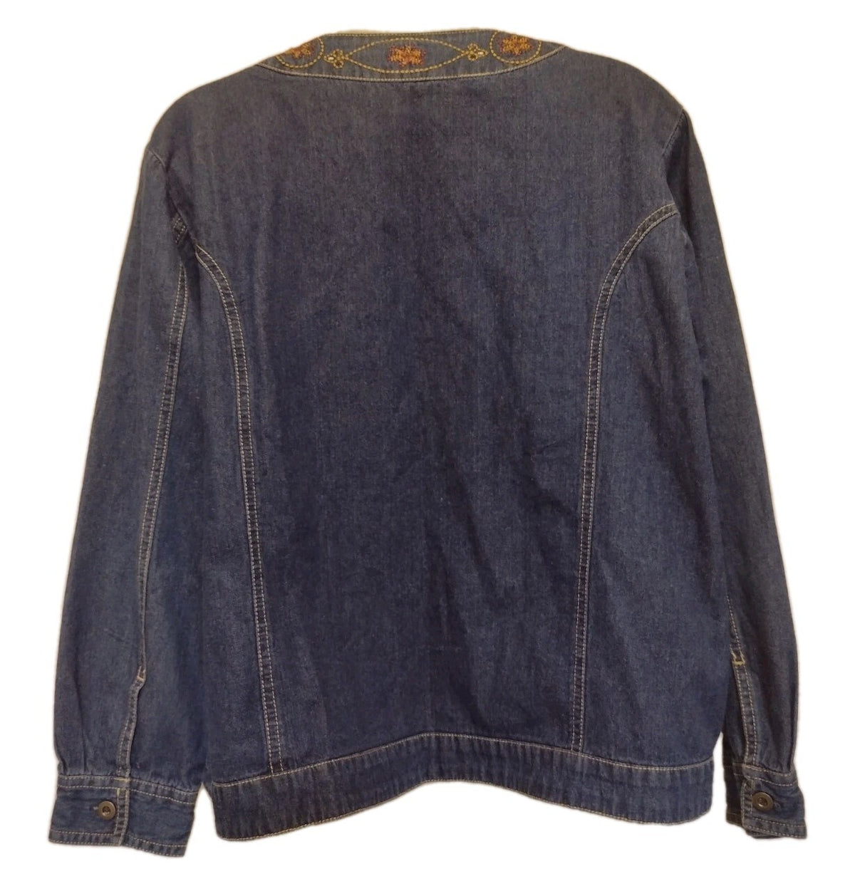 Vintage 90s Embroidered Denim Jacket Womens Medium Adrian Delafield Haband Zip