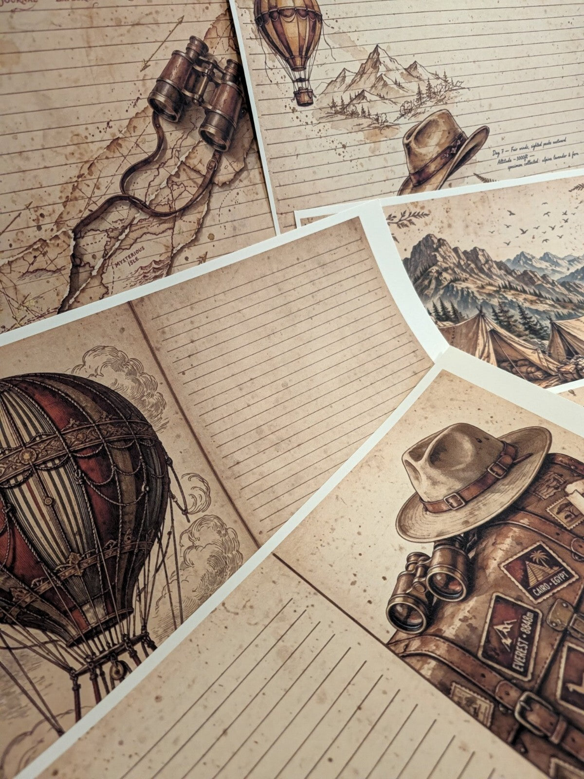 Explorer Paper Kit 6pc Vintage Adventure Journal Ephemera Junk Journal Scrapbook