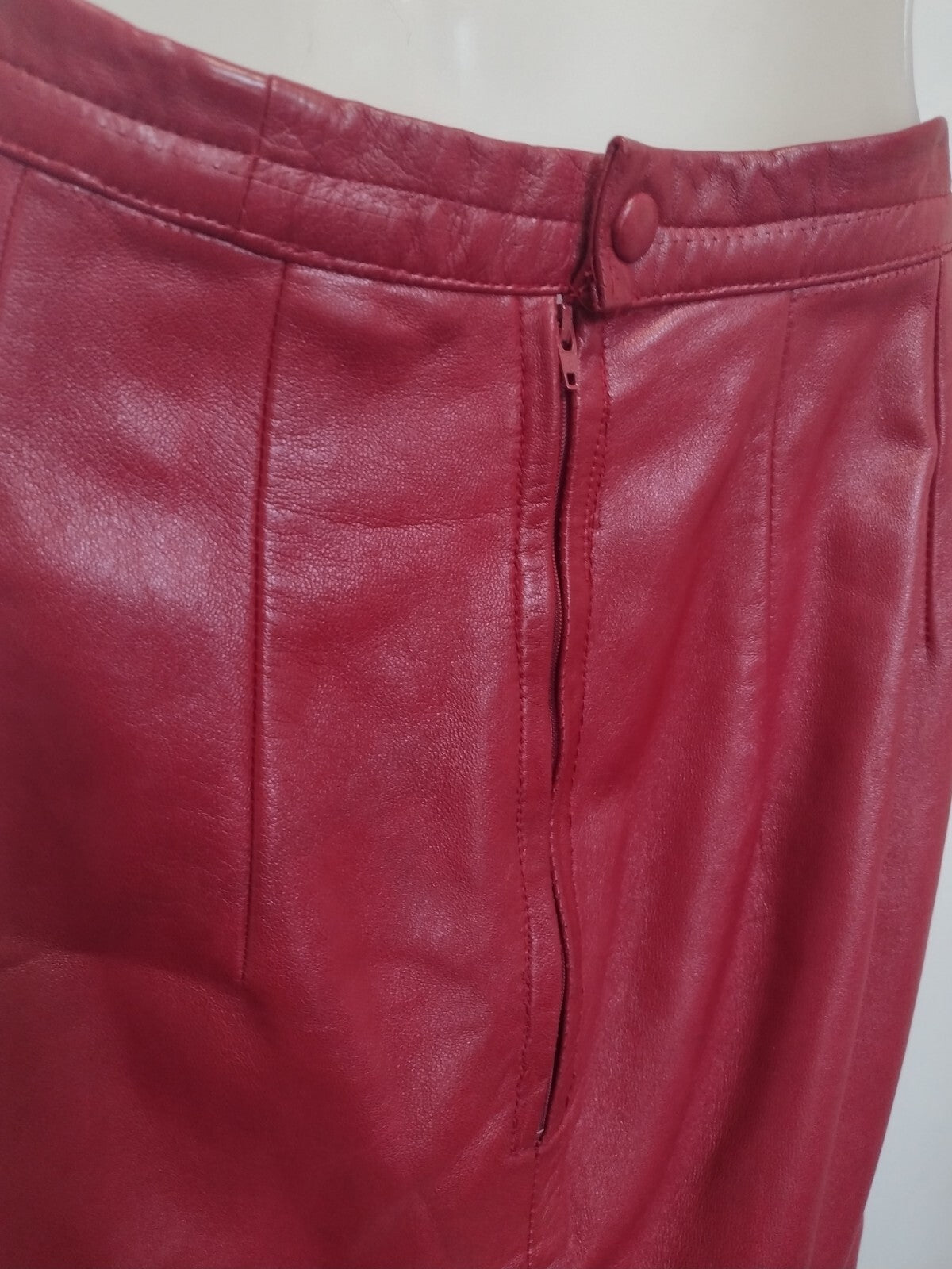 Vintage Red Leather Skirt Dero by Rocco High Waist Midi Pencil 80s New York