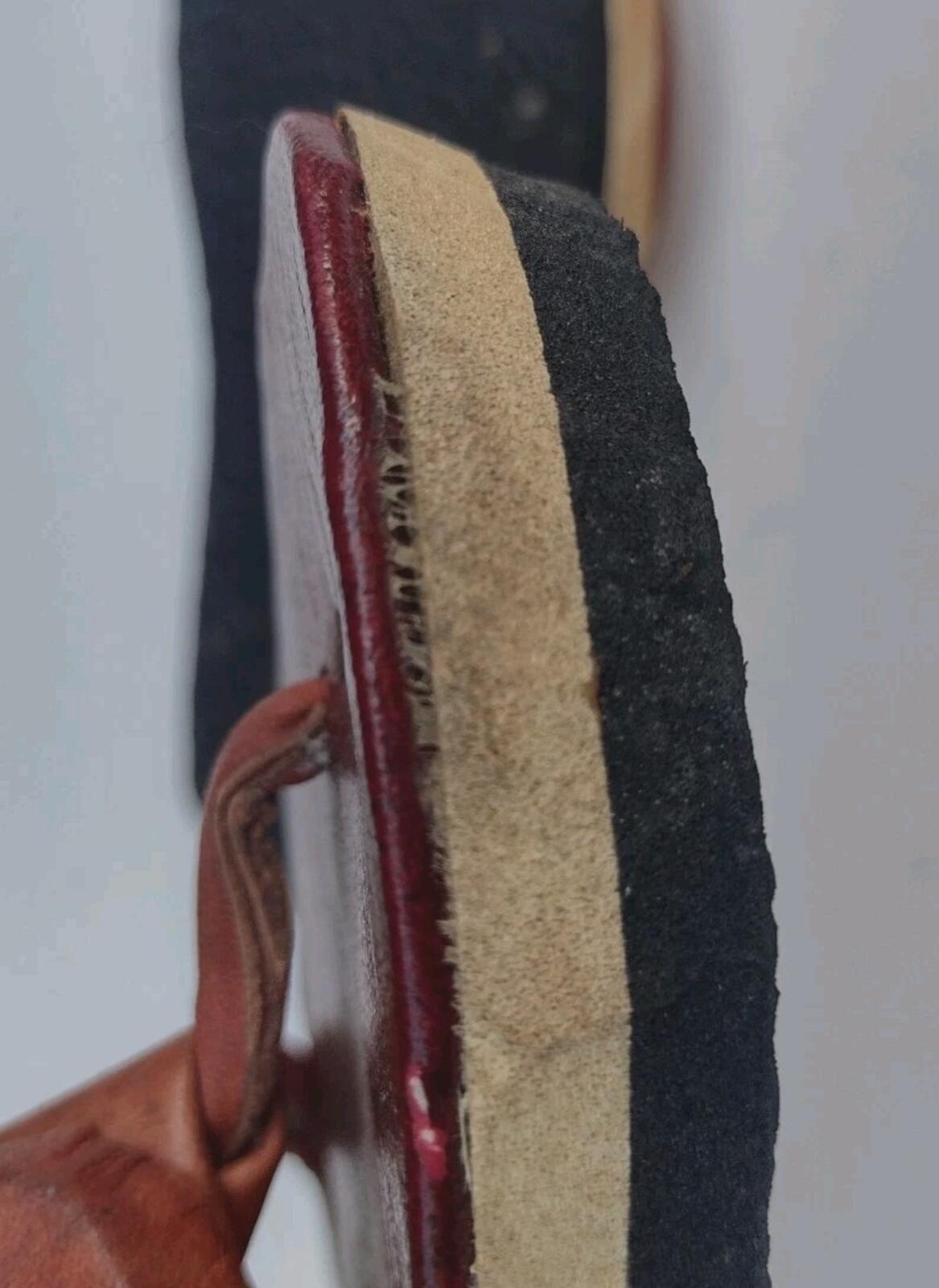 VTG 70s Handmade Indian Leather Sandals Boho Festival Woven Artisan Flip Flops 9