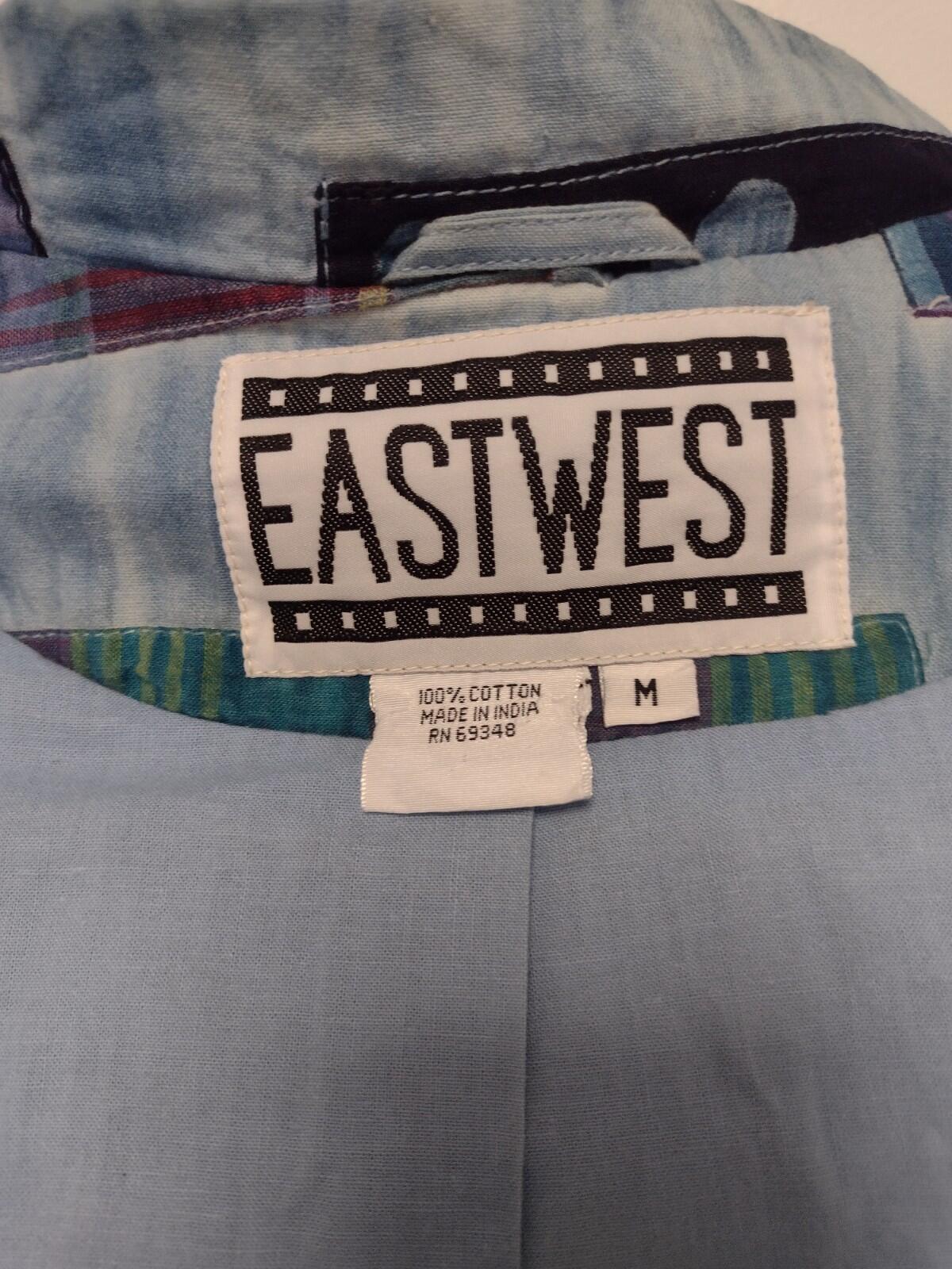 VTG 80s Men’s Patchwork Cotton Jacket East West India Blue Tie Dye Art Wear M