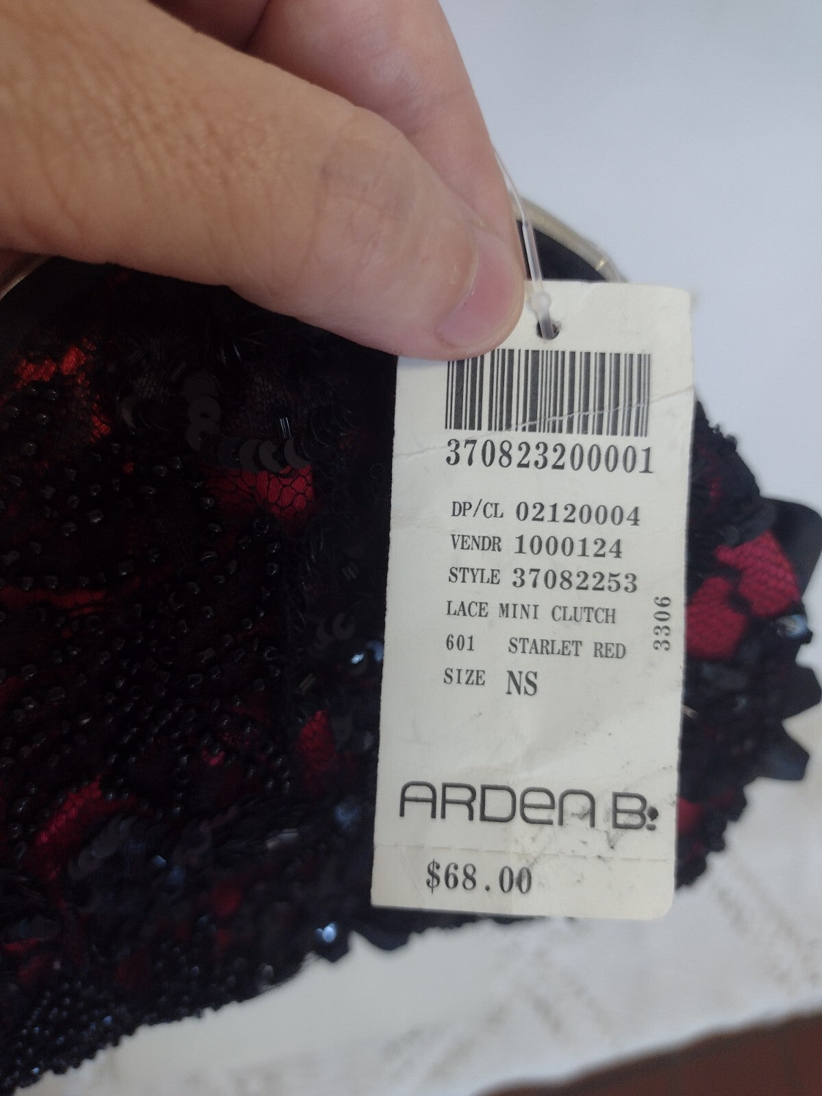 Vintage Y2K Arden B Mini Clutch Bag Romantic Goth Red Black Beaded Lace