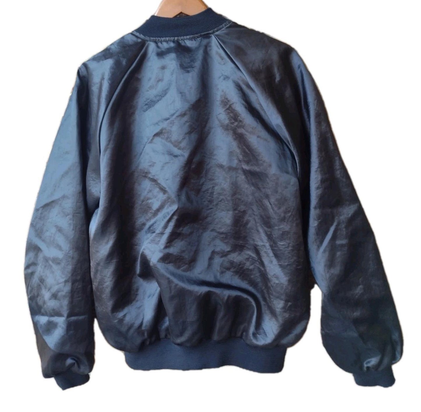 VTG 80s Snap‑On Tools Black Satin Bomber Jacket L Bridgeport USA Nylon