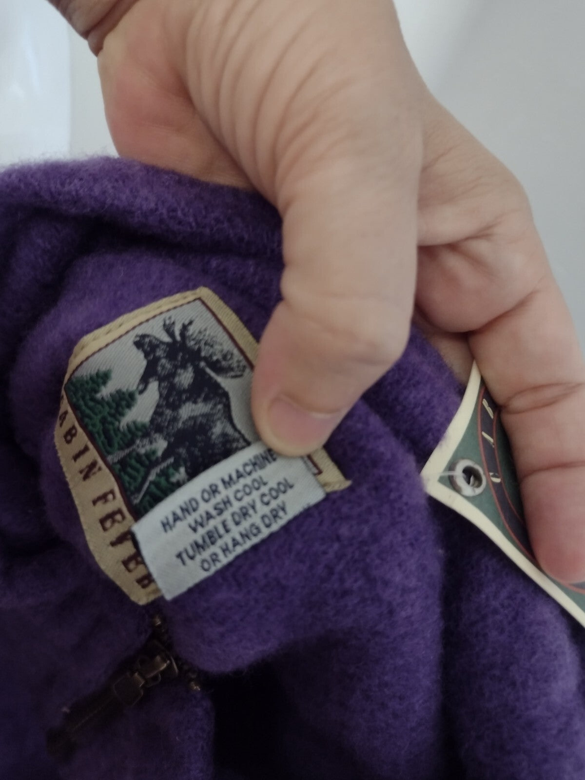 Vintage 90s Cabin Fever Purple Cat Fleece Pullover XL Deadstock Oversized Boxy