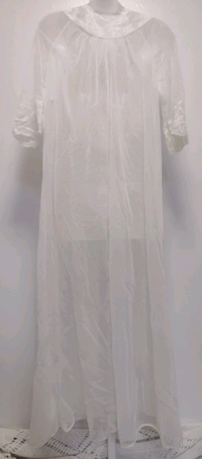 Robe Vintage Shadowline Sheer Chiffon Lace Peignoir Petite Bridal Boudoir
