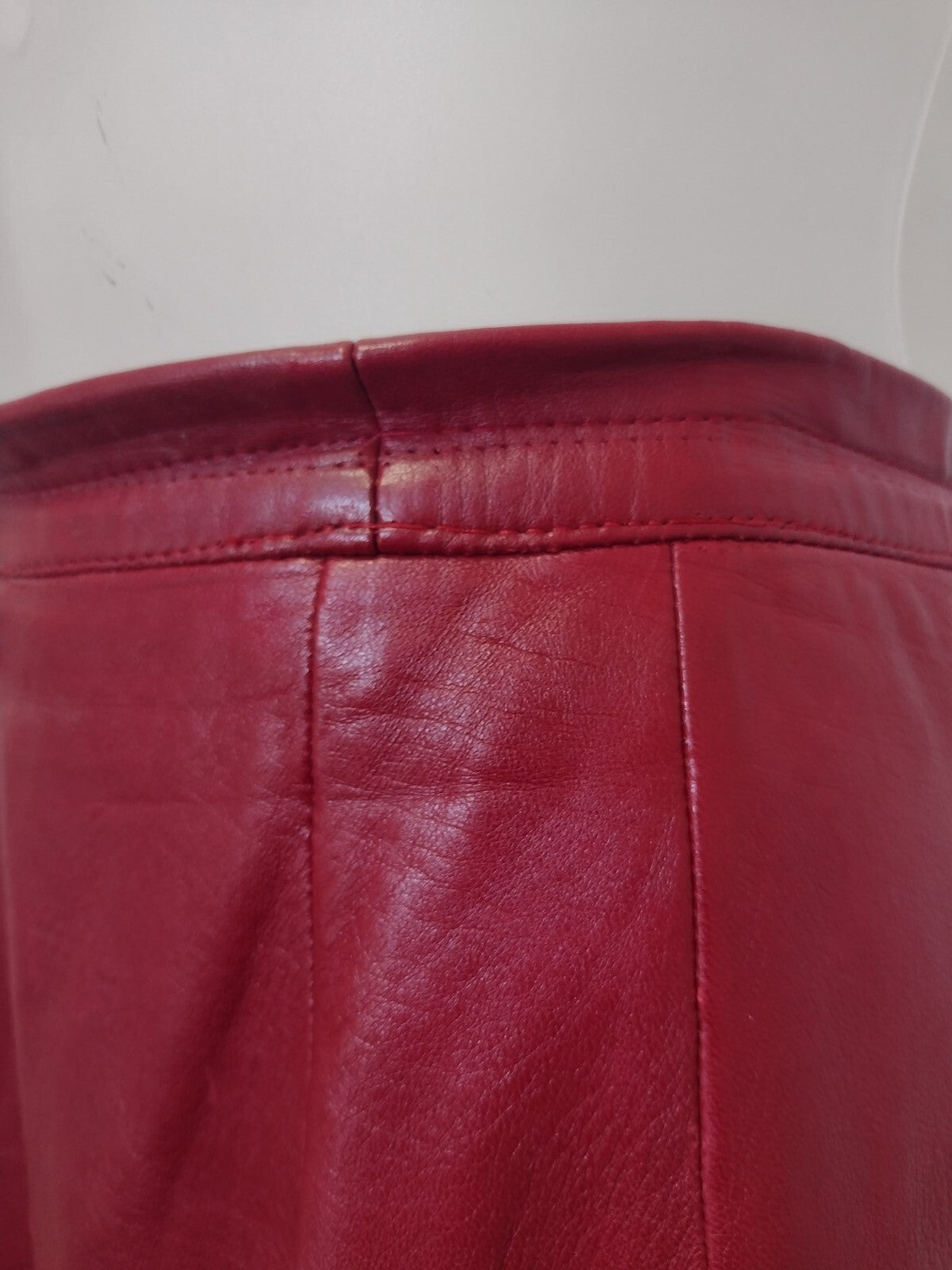 Vintage Red Leather Skirt Dero by Rocco High Waist Midi Pencil 80s New York