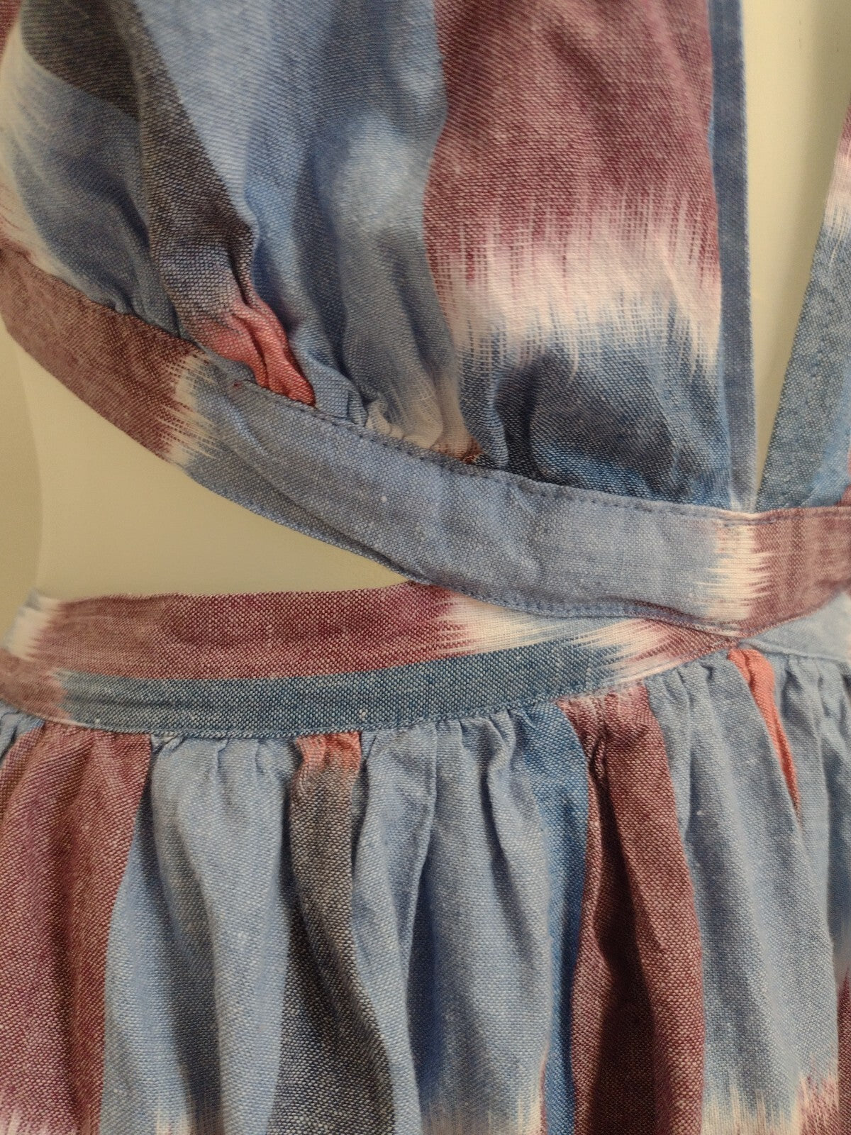 Anthropologie Womens Deep V Midi Dress Large NWT Halter Open Back Boho Ikat
