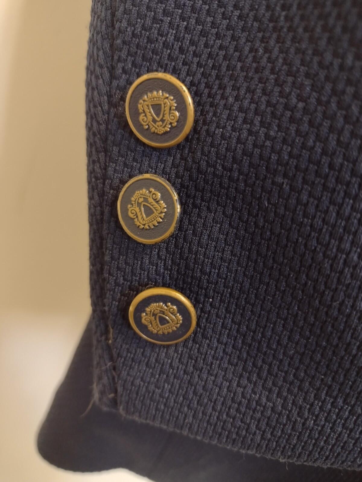 VTG 60s McGregor Navy Poly Blazer 2 Button Gold Crest 44R