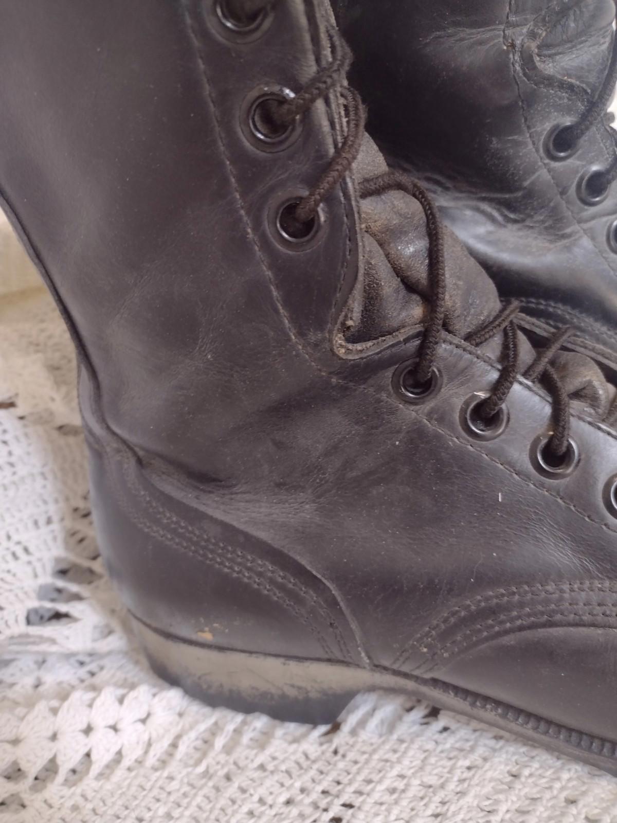Vintage 1981 Black Leather Combat Boots 8.5R PH Code Original Laces & Soles