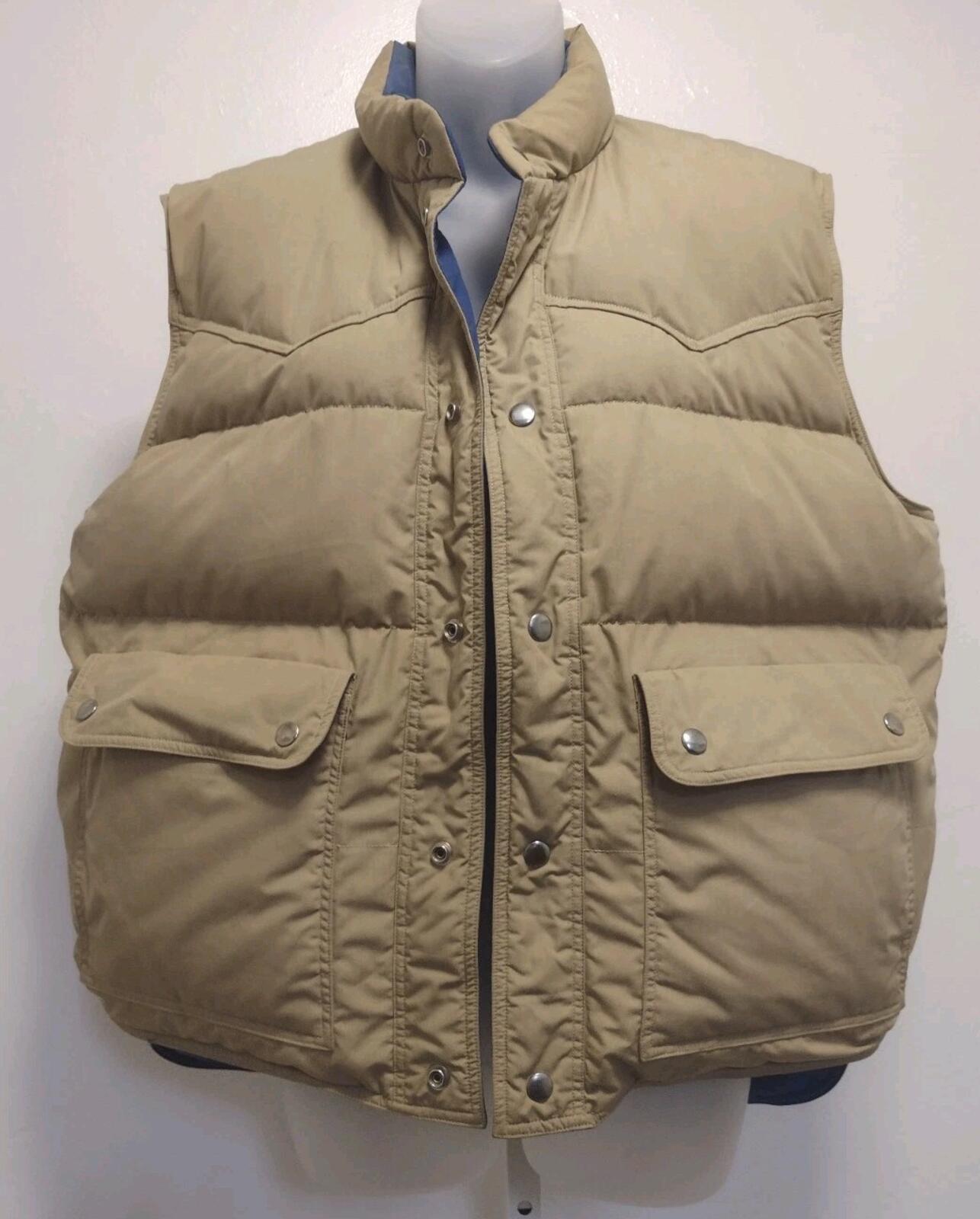 VTG 80s Pacific Trail Reversible Down Vest Tan/Blue L