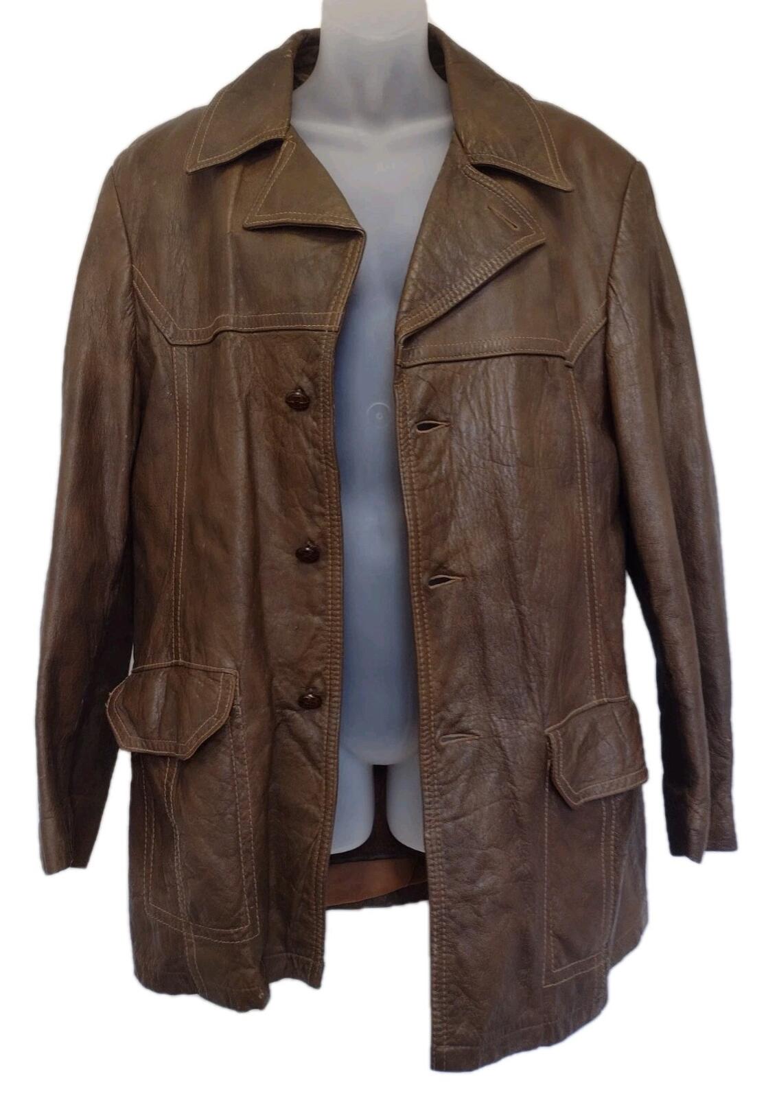 Grais Angel Skin Cabretta Leather Jacket 42R Zip Out Lining Made USA Brown